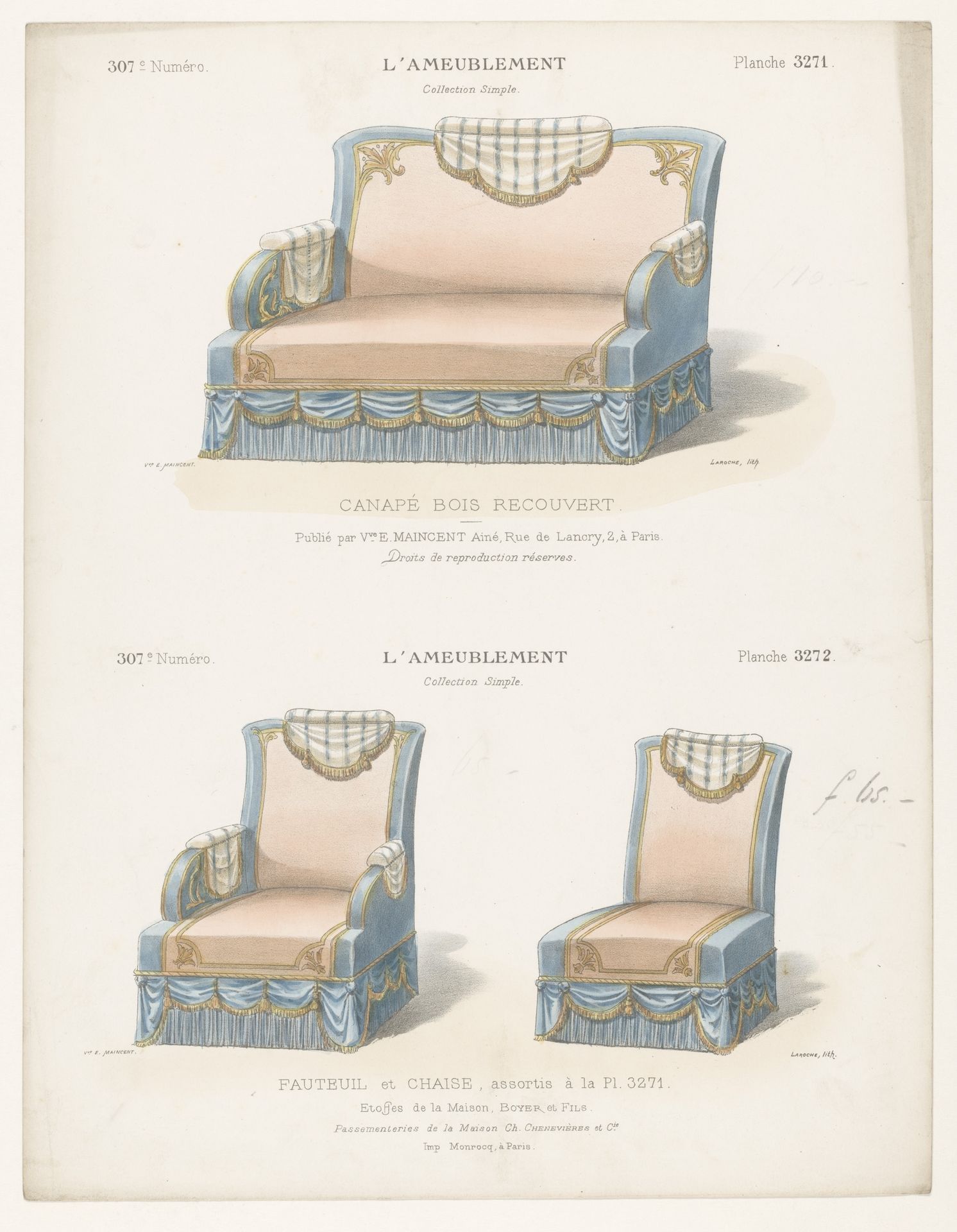 Canapé, fauteuil en stoel by Léon Laroche