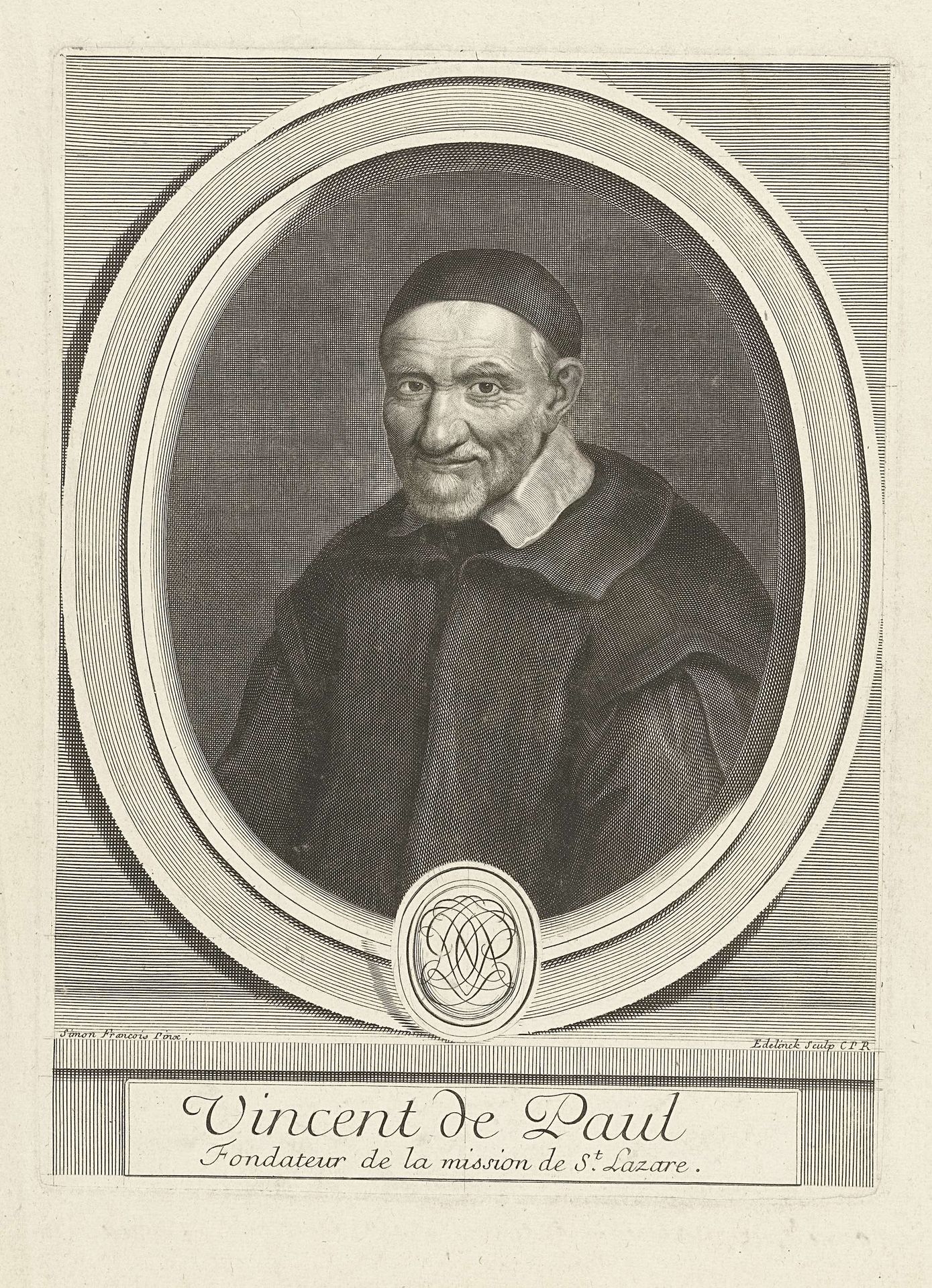 Portret van Vincent de Paul by Gérard Edelinck