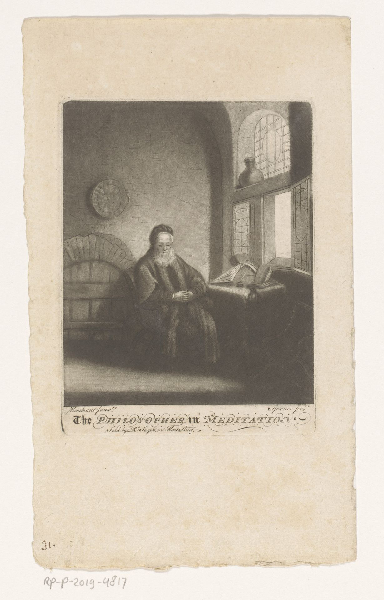 Geleerde zittend bij een venster in studeerkamer by Charles Spooner