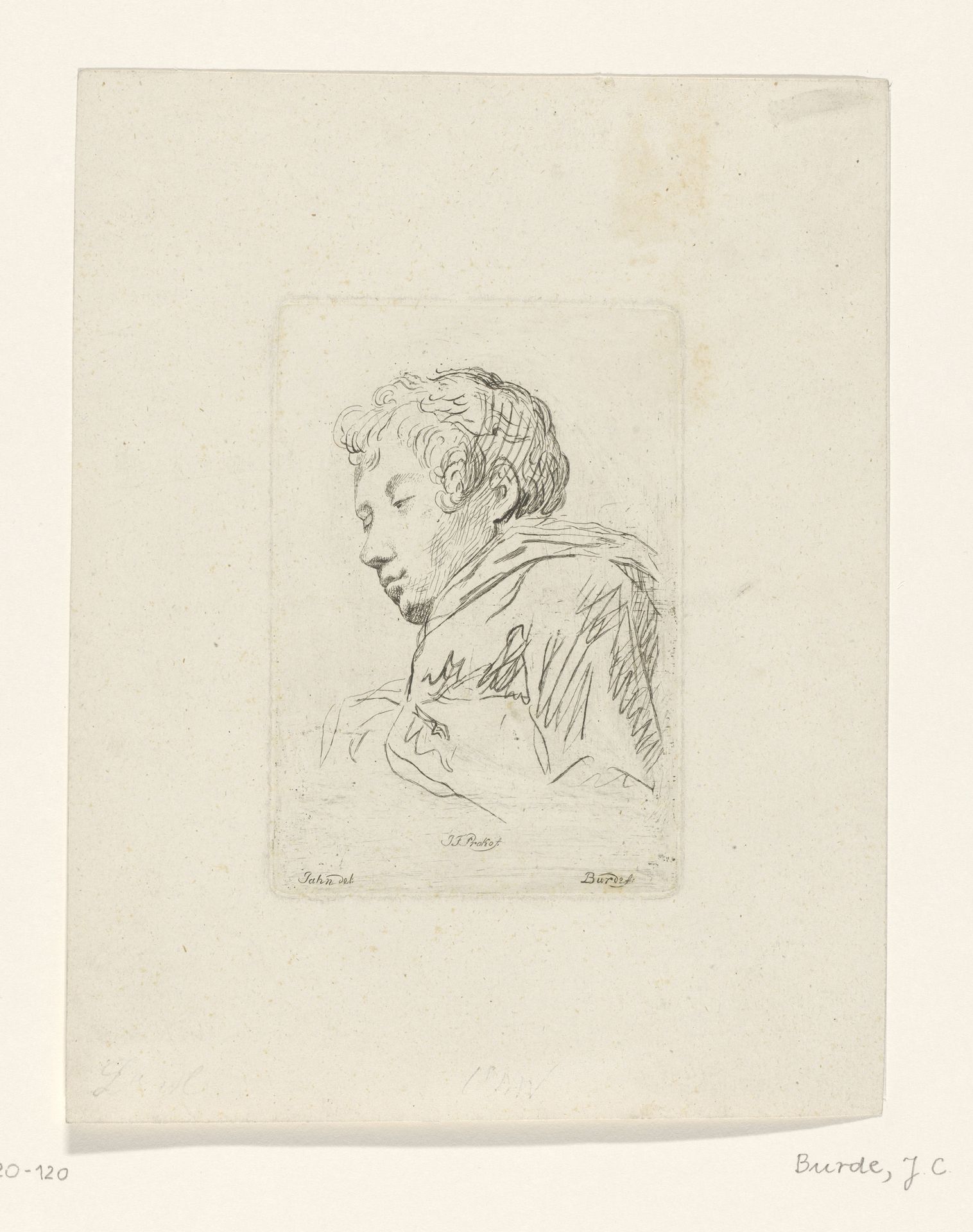Portret van de beeldhouwer J.F. Prokof by Joseph Carl Burde