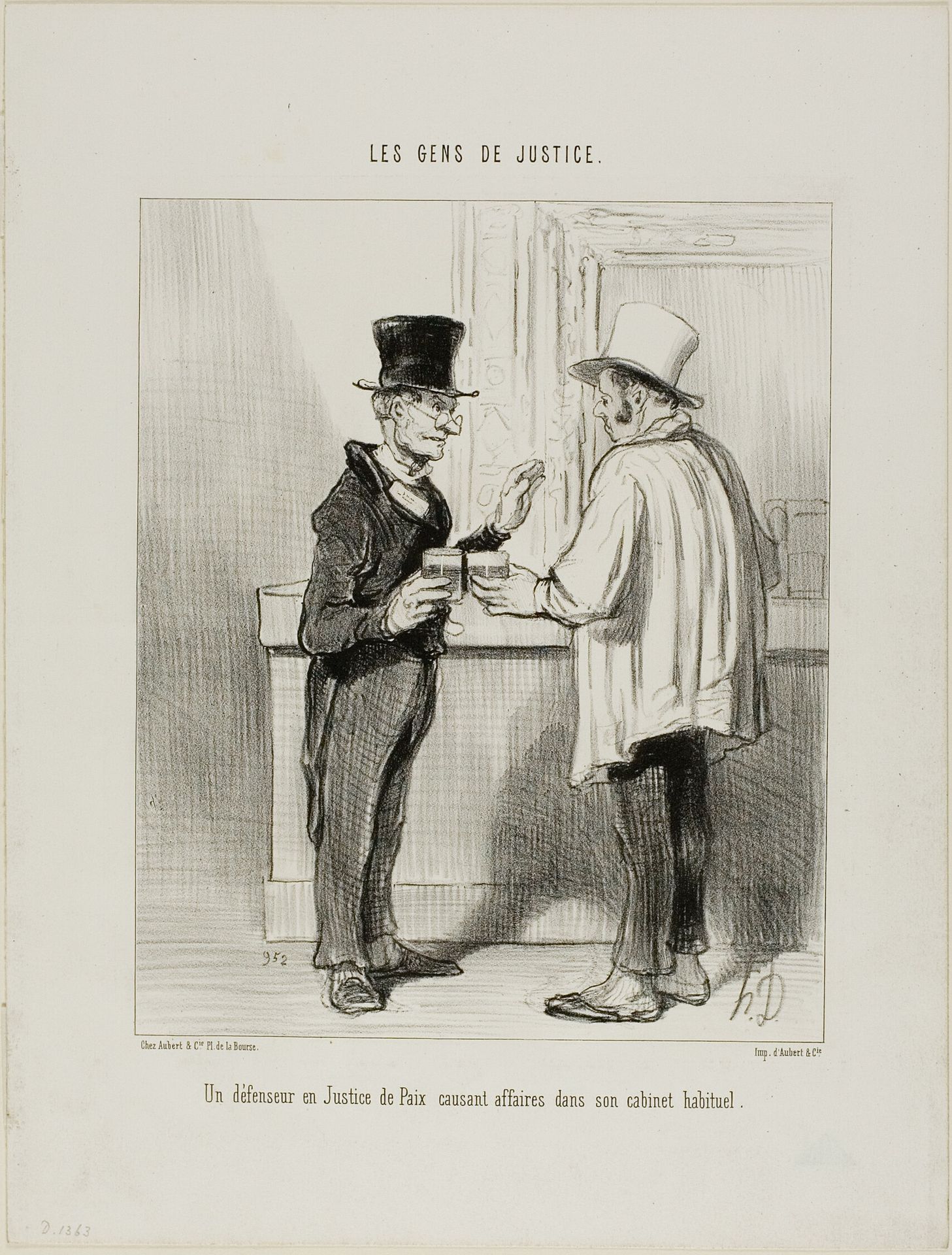 A defence lawyer at the Court of Arbitration discussing business at his usual office premises, plate 27 from Les Gens De Justice by Honoré Daumier