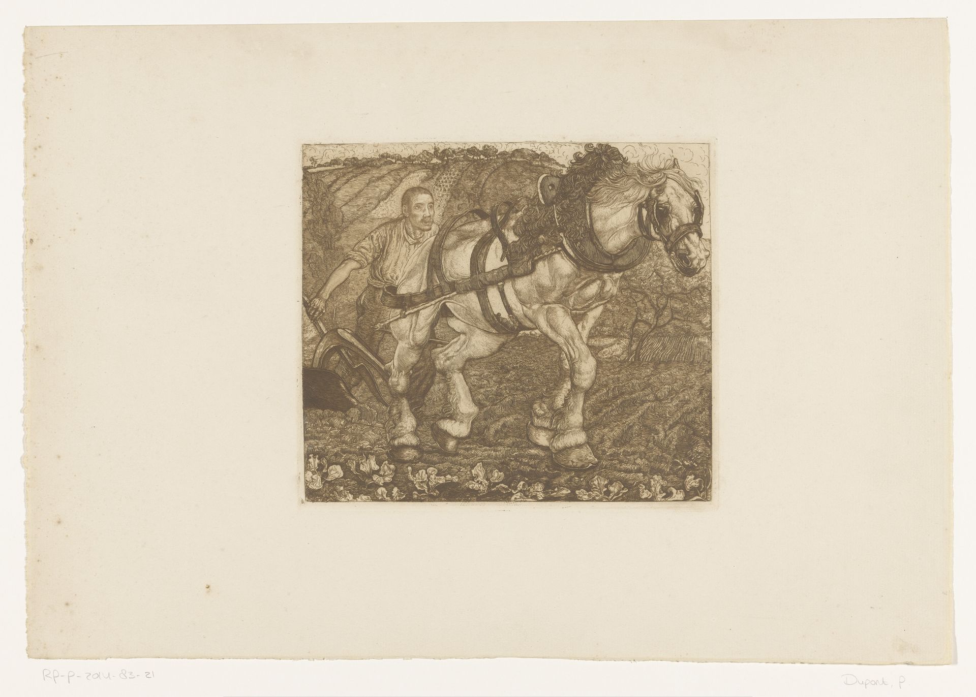 Boer met paard en ploeg by Pieter Dupont