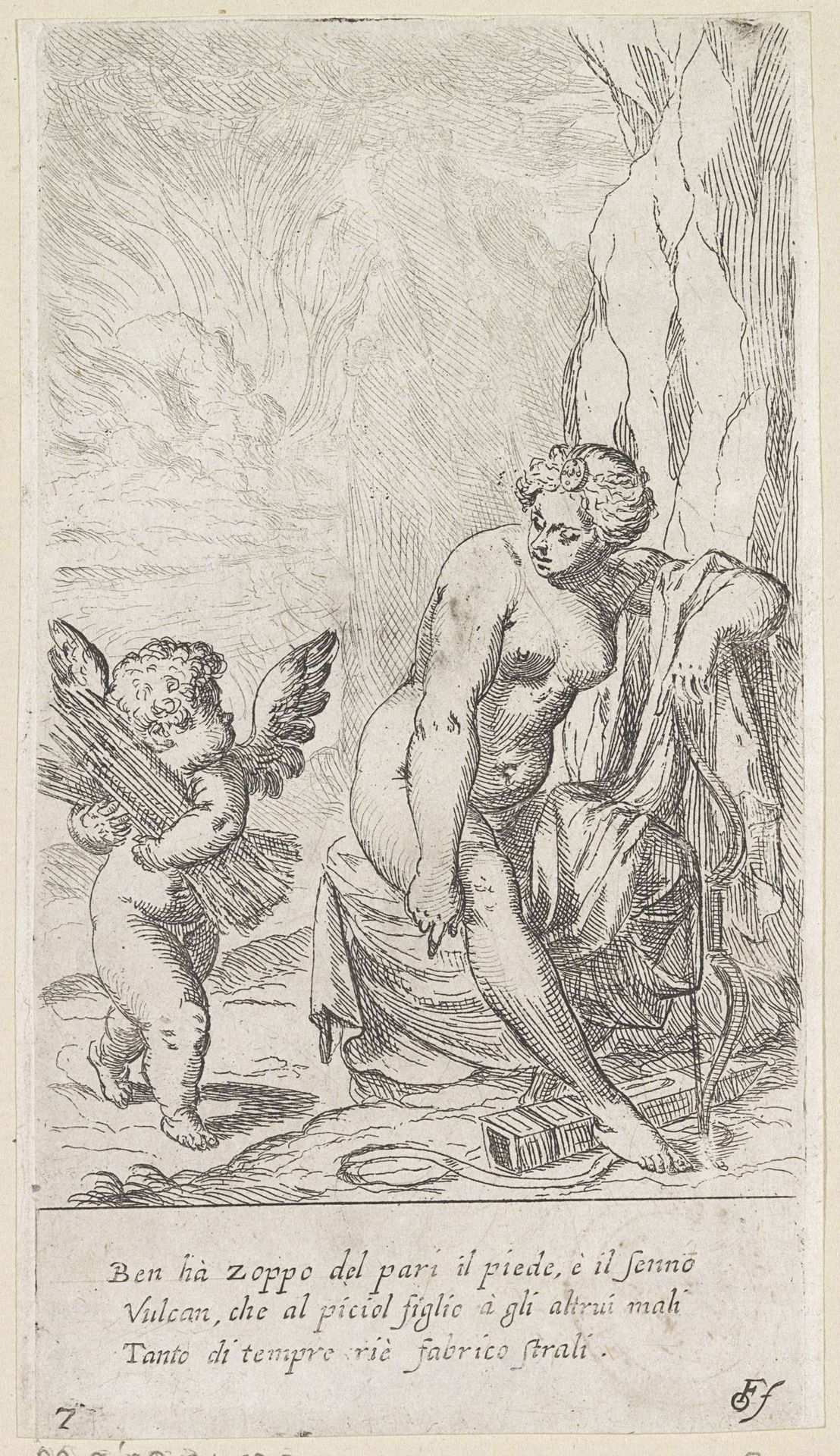 Amor draagt bundel pijlen naar zijn koker by Odoardo Fialetti
