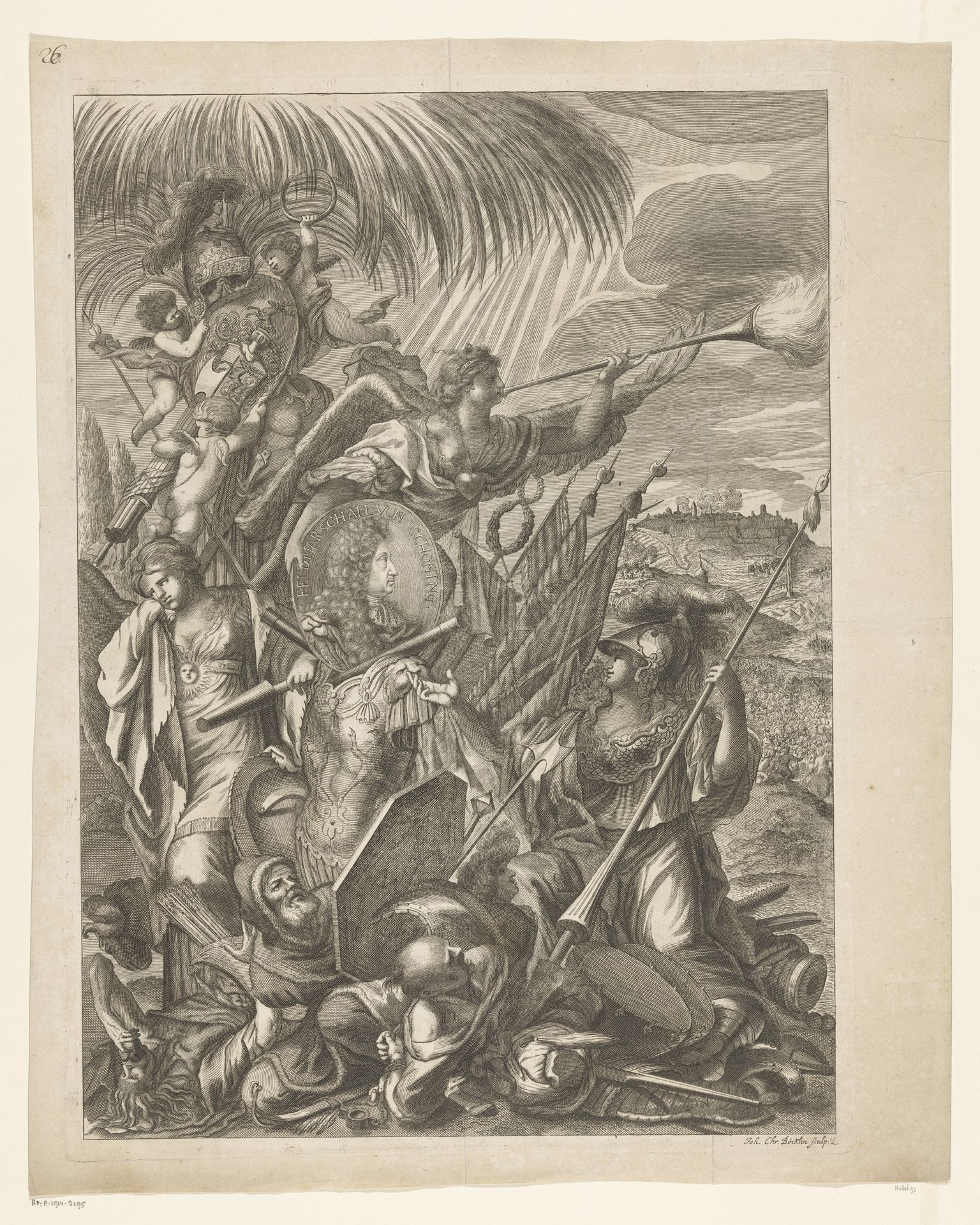 Allegorische voorstelling met het portret van Hans Adam von Schöning by Johann Christoph Boecklin