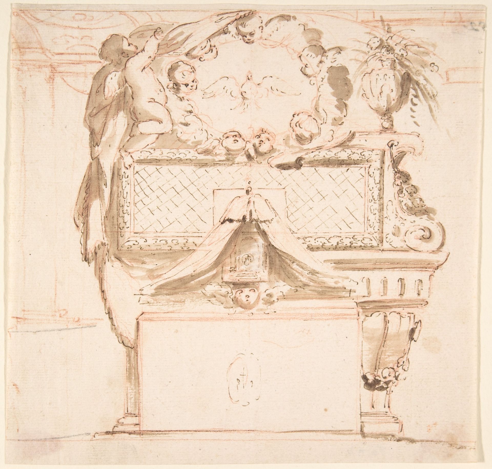 Wall Tomb with Putti by Anonymous