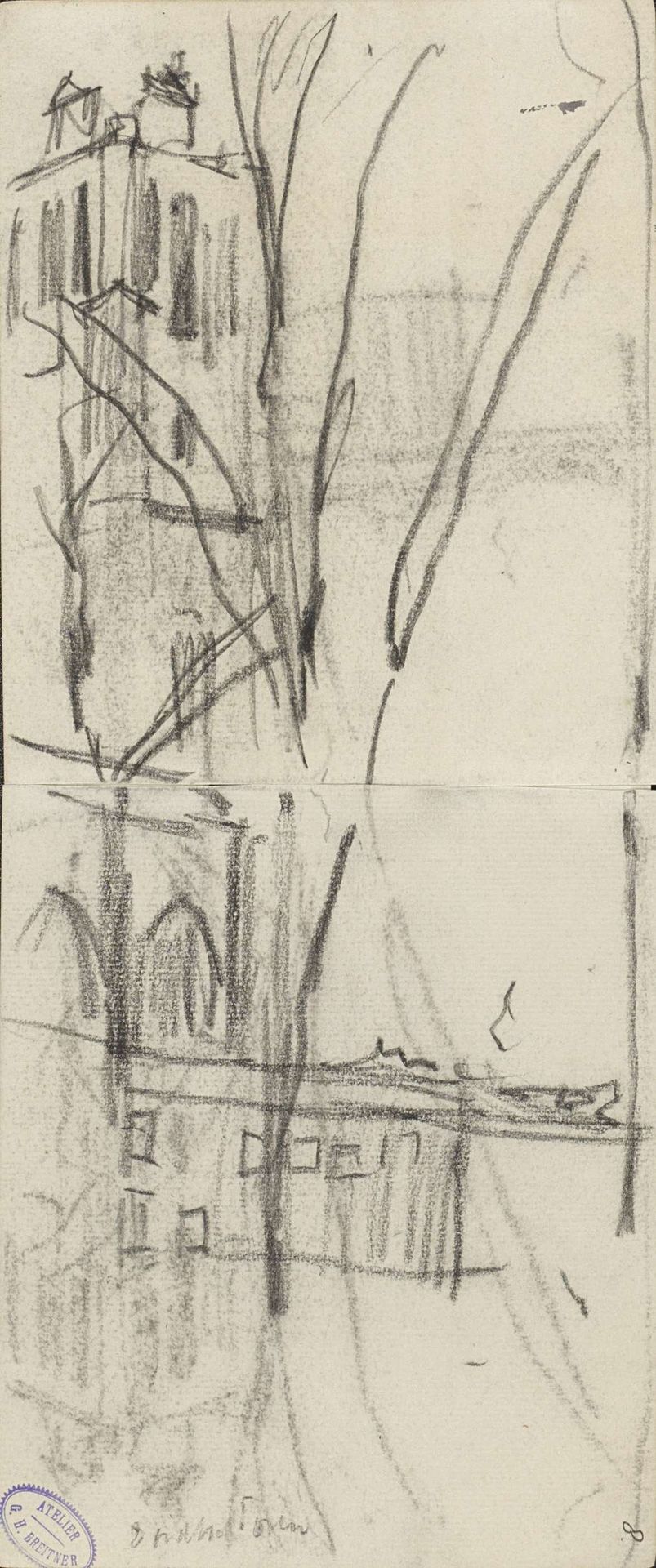 Gezicht op de toren van de Grote Kerk in Dordrecht by George Hendrik Breitner