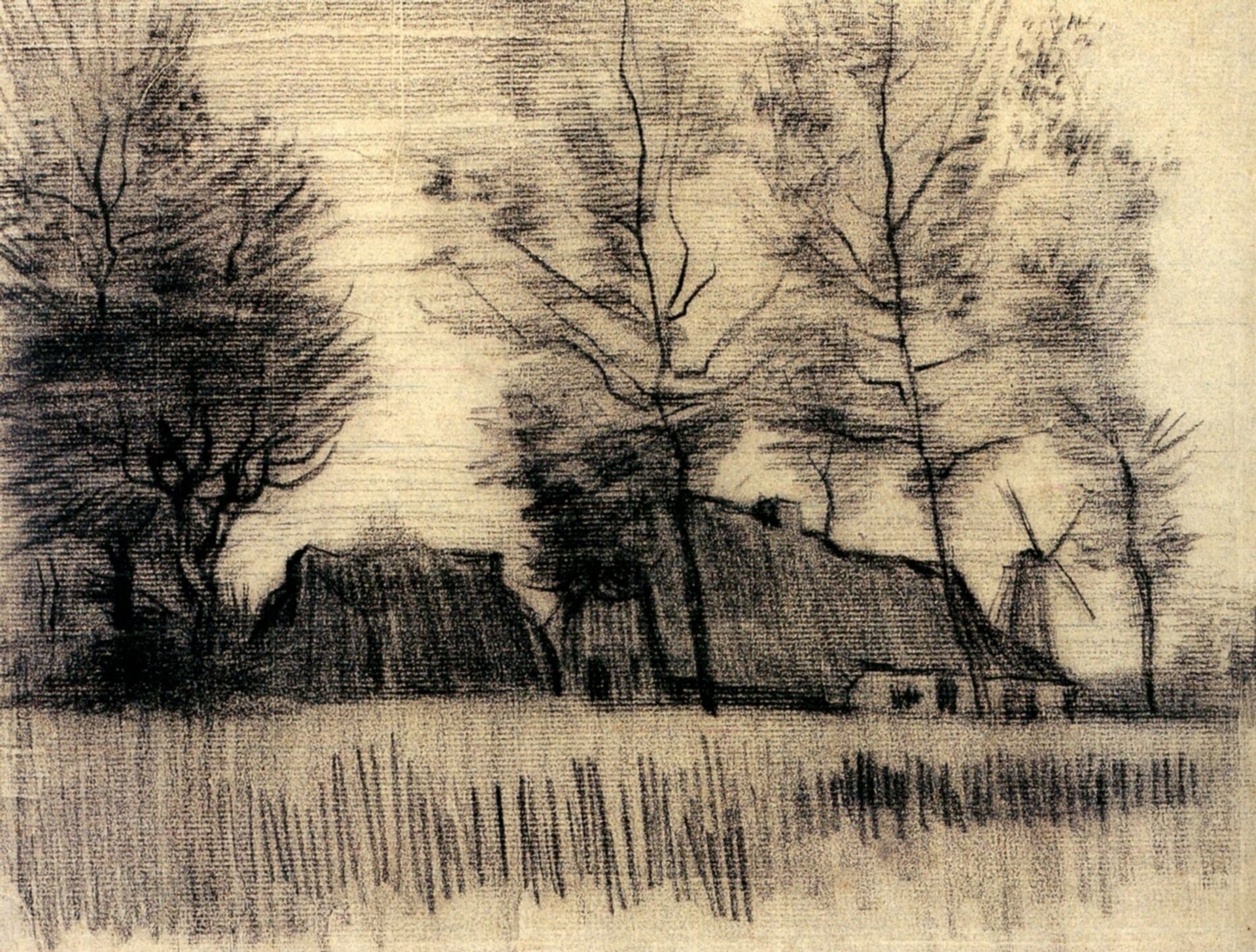 Landscape with Cottages and a Mill by Vincent van Gogh