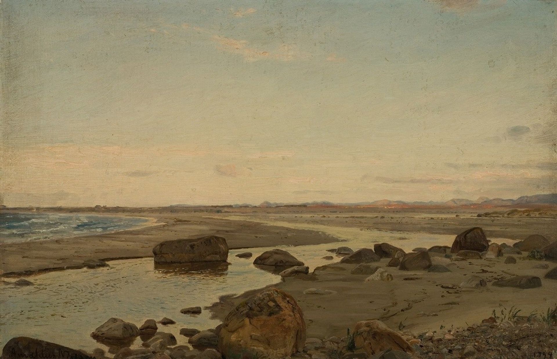Aften ved Nærland, Jæren by Amaldus Nielsen
