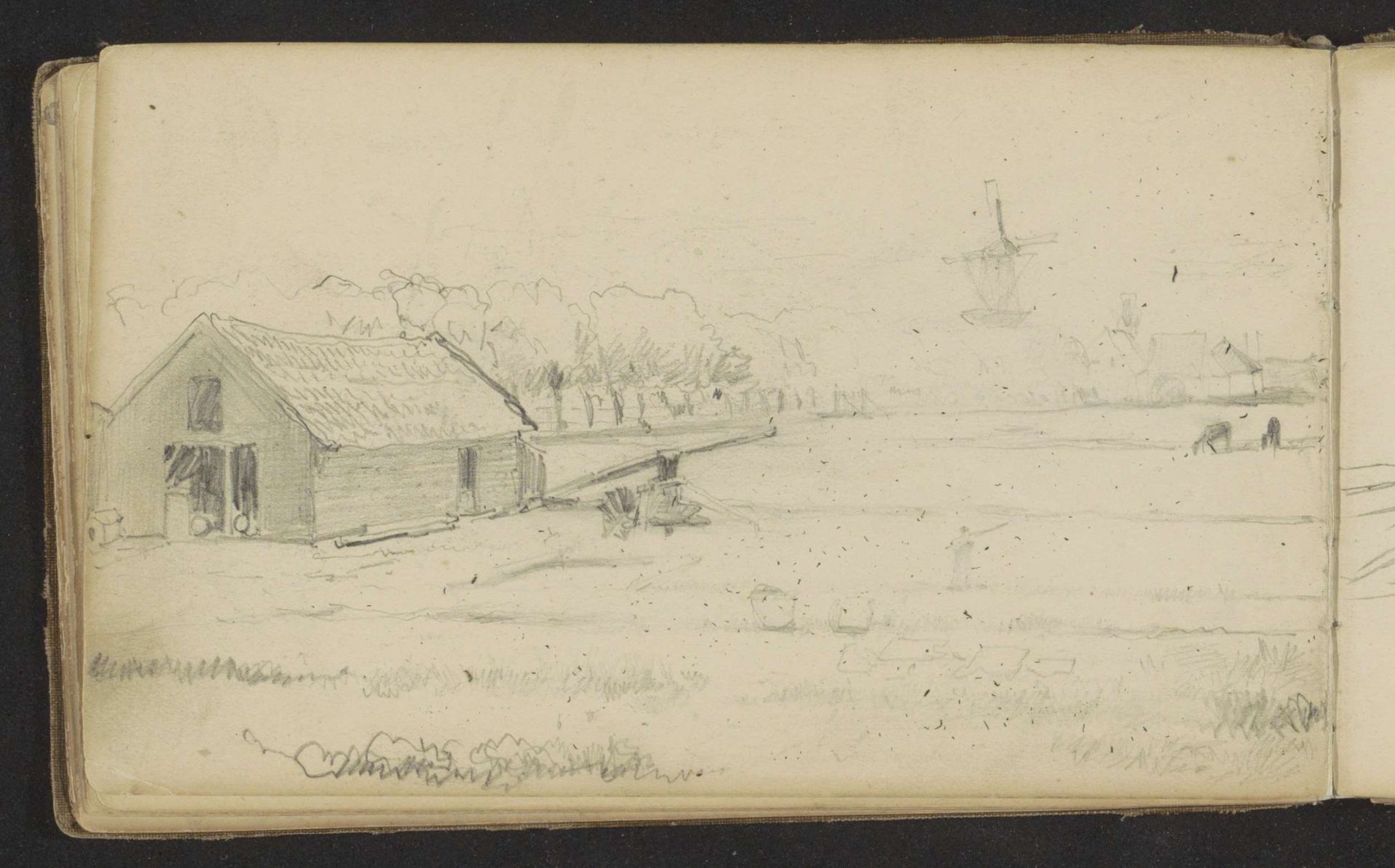 Boerderij met weiland by Johan Hendrik Weissenbruch