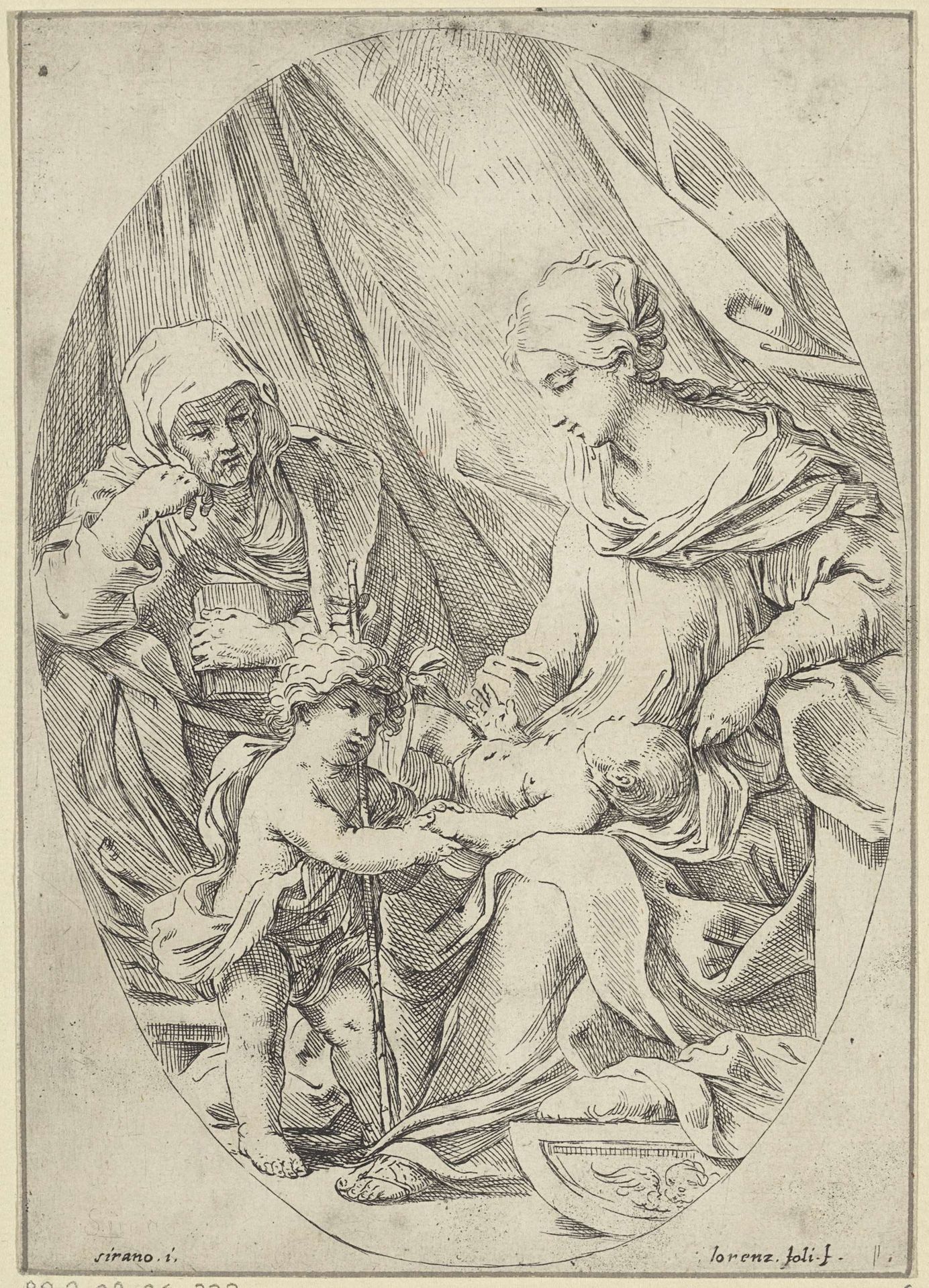 Maria met het Christuskind, de jonge Johannes de Doper en Elisabet by Lorenzo Loli
