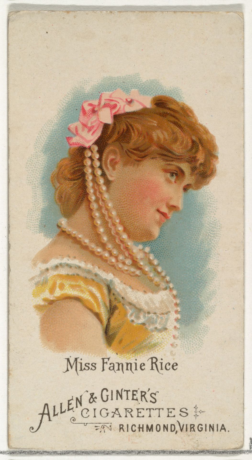 Miss Fannie Rice, from World's Beauties, Series 1 (N26) for Allen & Ginter Cigarettes by Allen & Ginter