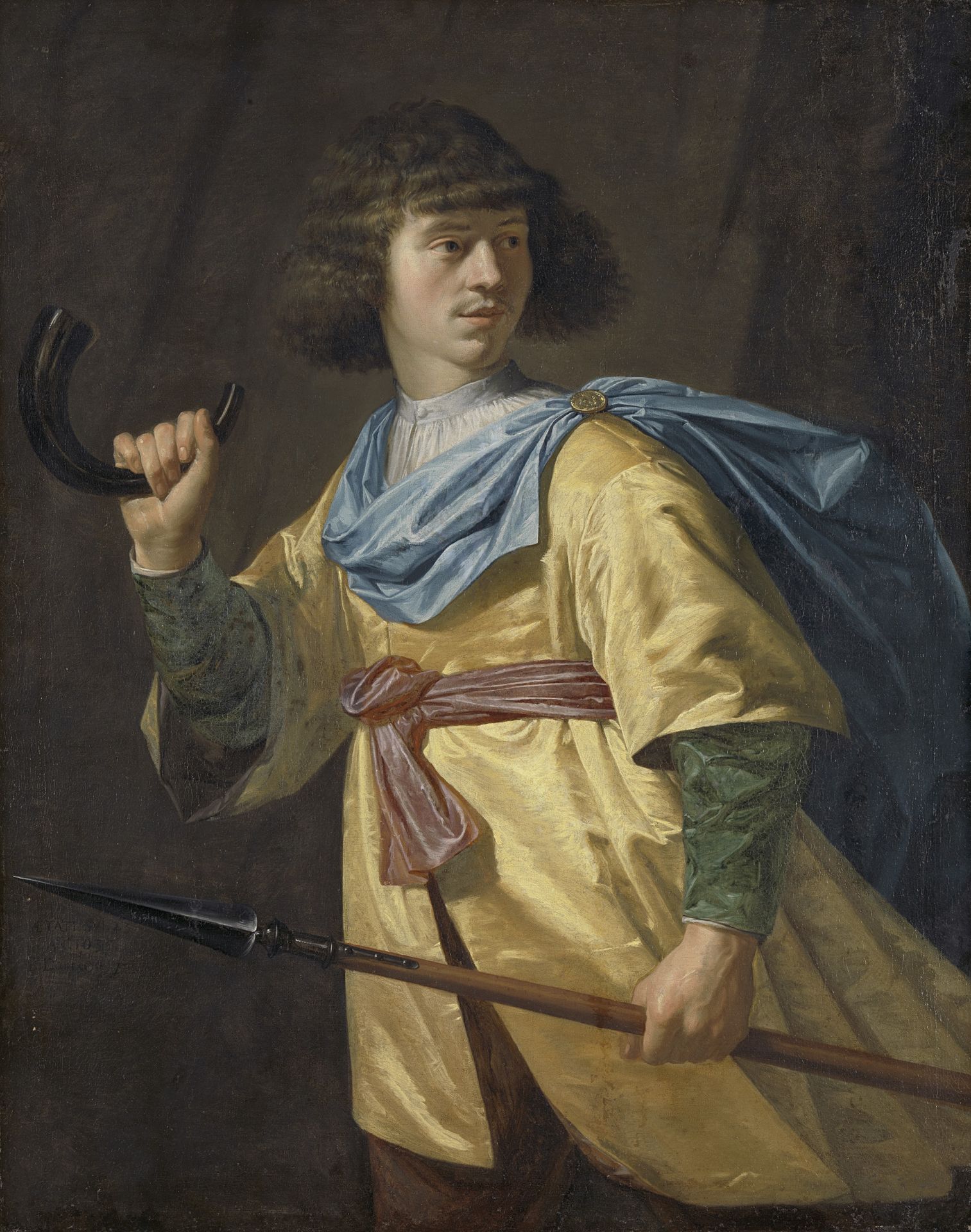 ['Portrait of a Young Man as a Hunter', 'Portrait of a Young Man with a Javelin and a Hunting Horn'] by Pieter Danckerts de Rij