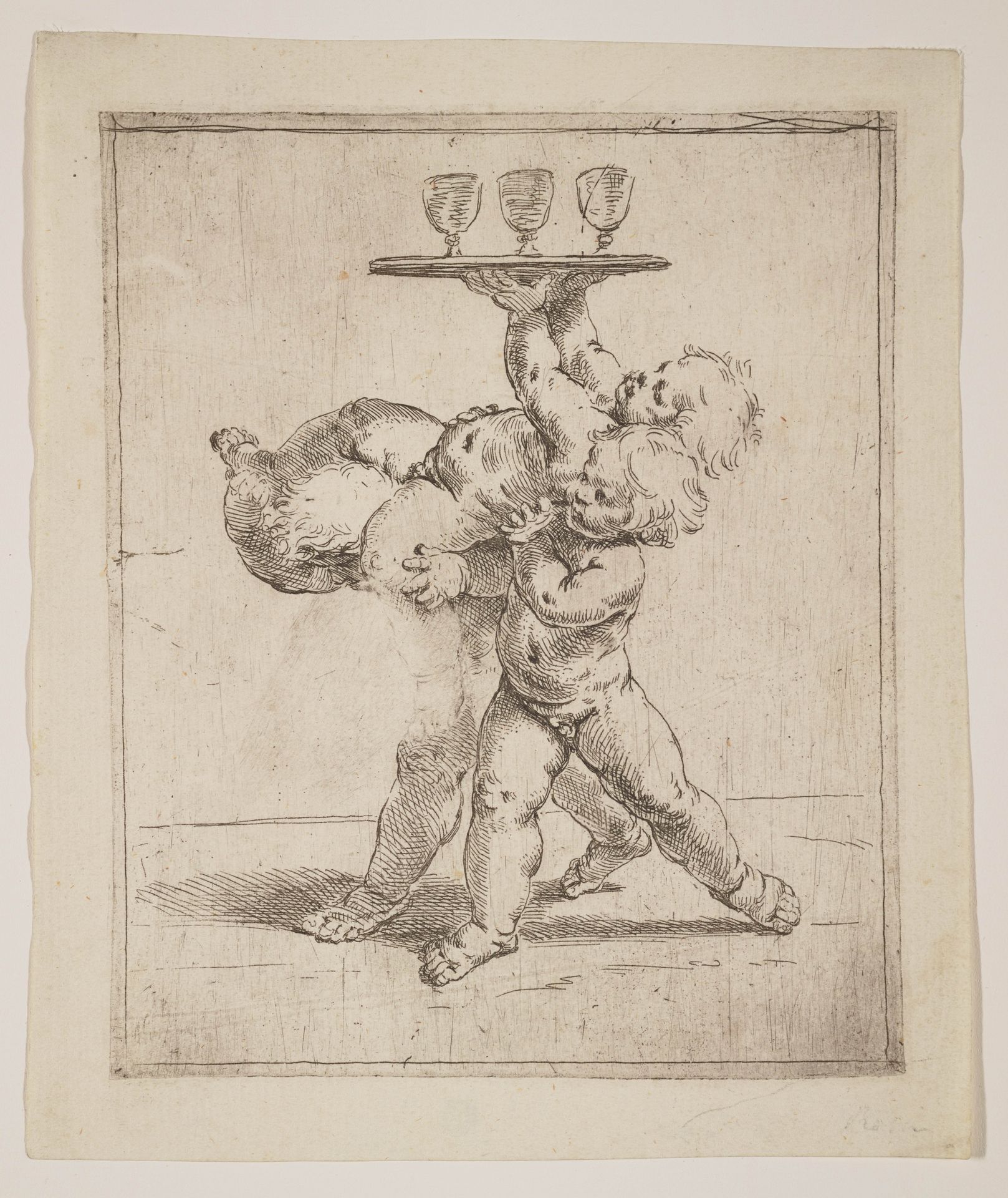 Three Children with a Tray and Three Goblets by Guido Reni
