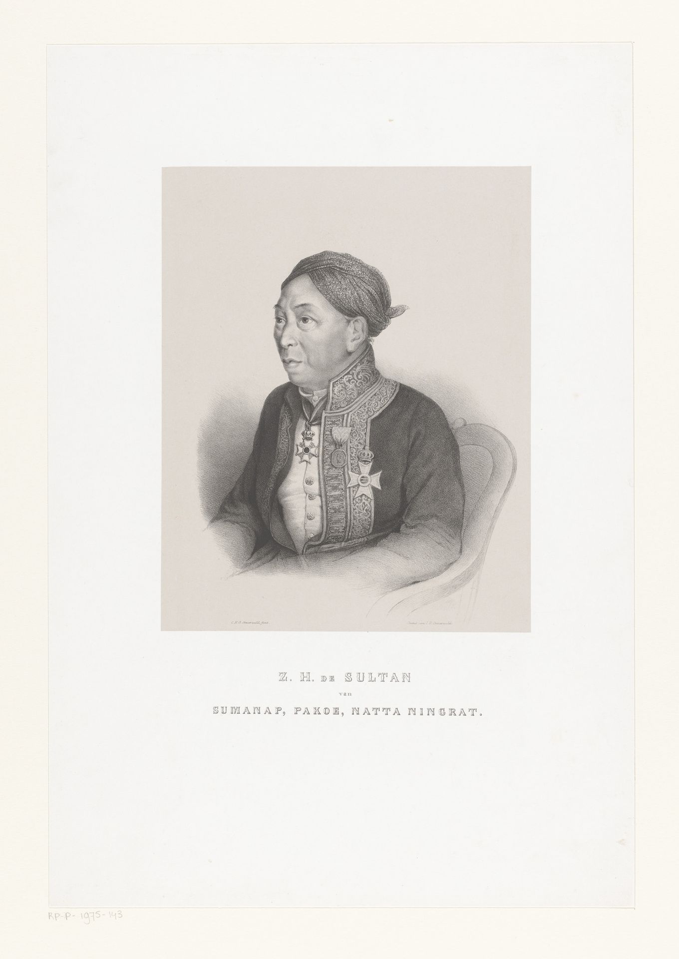 Portret van sultan Pakoe Nata Ningrat by Christian Heinrich Gottlieb Steuerwald