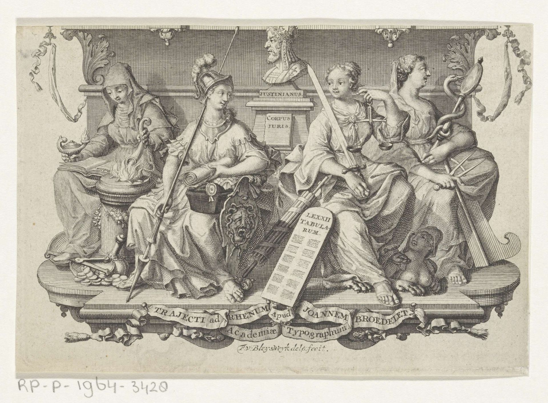Allegorie met Minerva en deugden by François van Bleyswijck