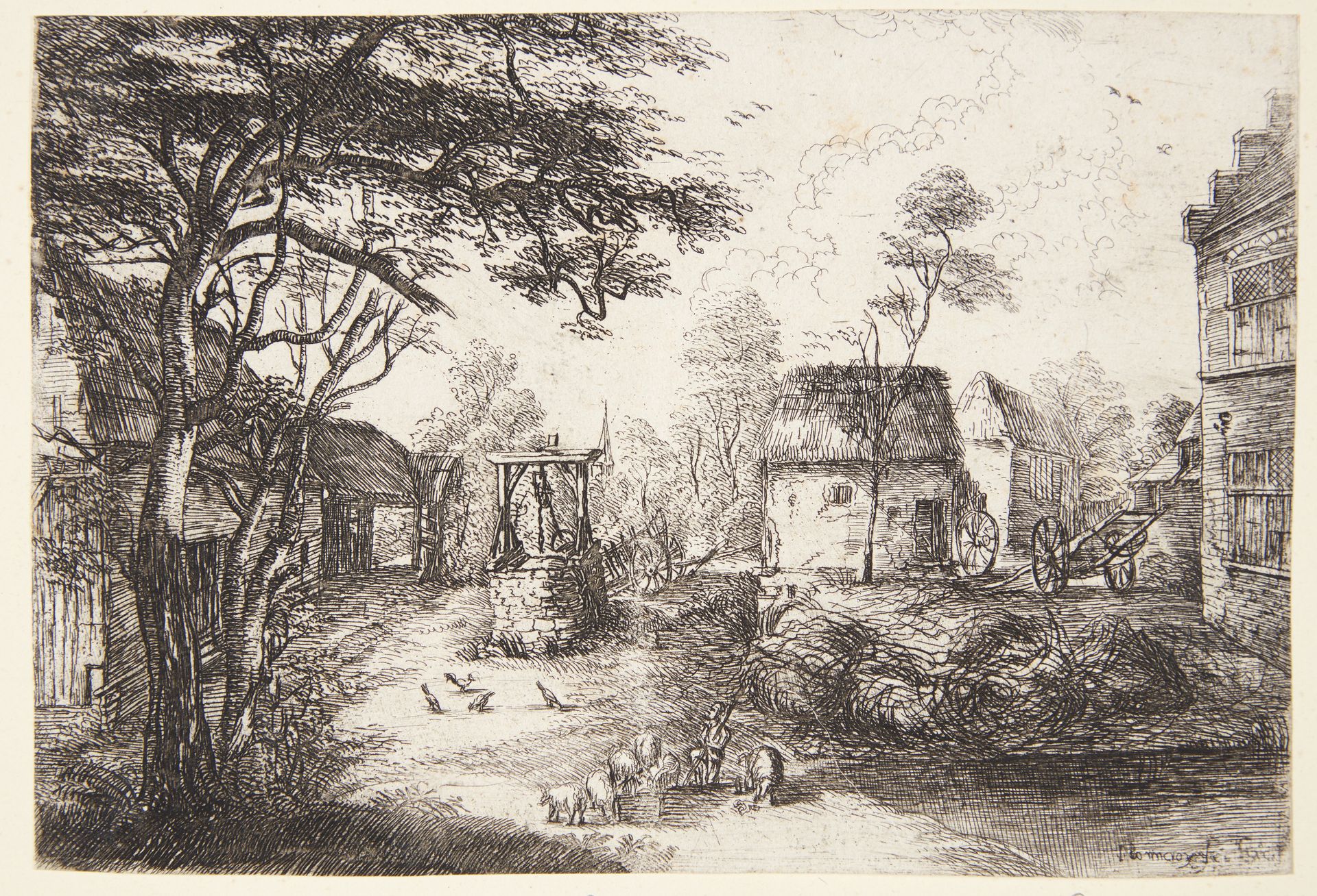 Den fortabte søn som svinehyrde by Jean Baptiste Bonnecroy
