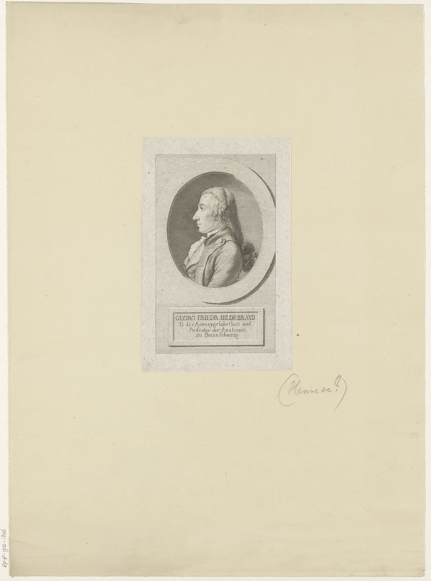 Portret van Georg Friedrich Hildebrandt by Eberhard Siegfried Henne