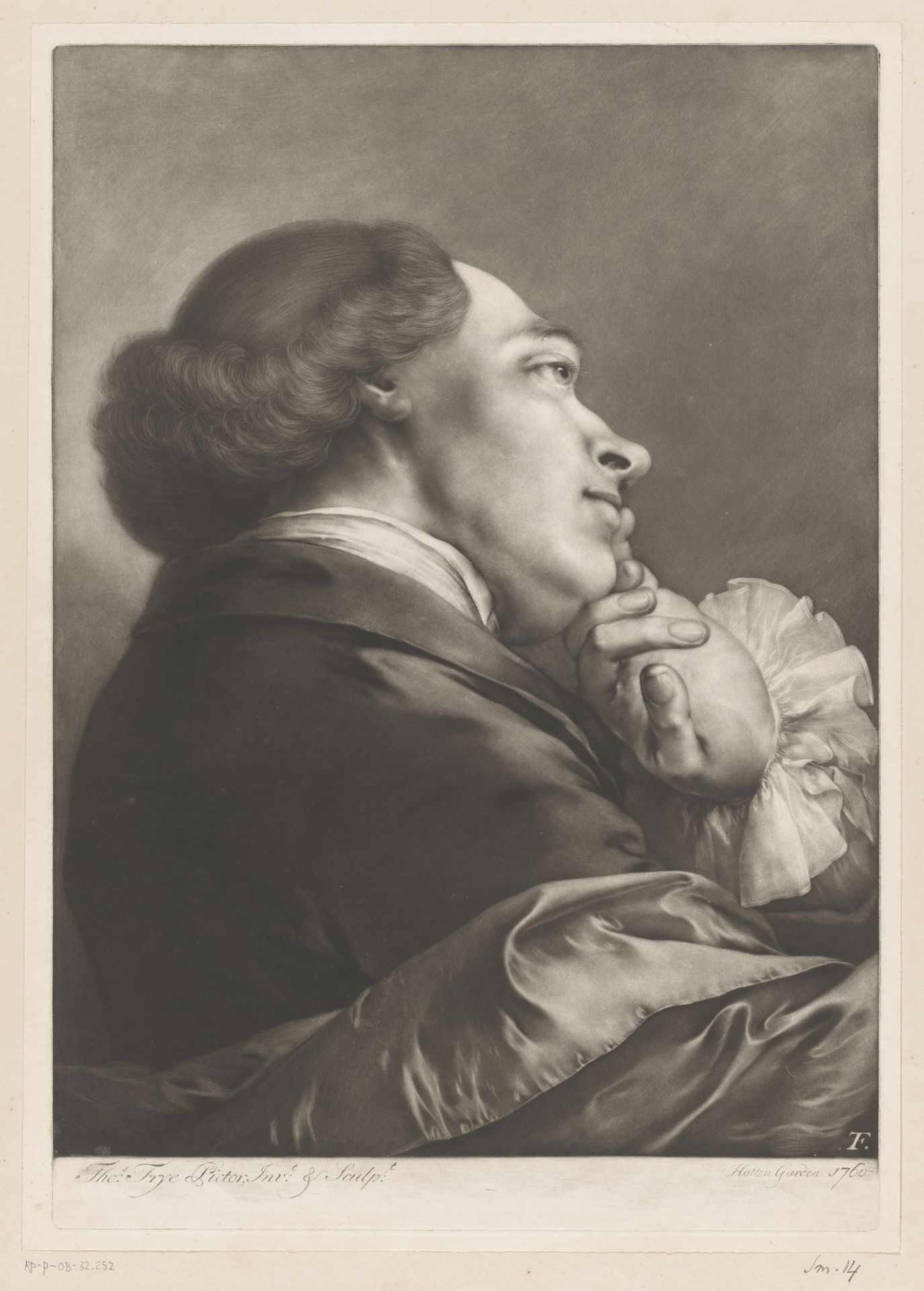 Man met zijn hand tegen zijn kin by Thomas Frye