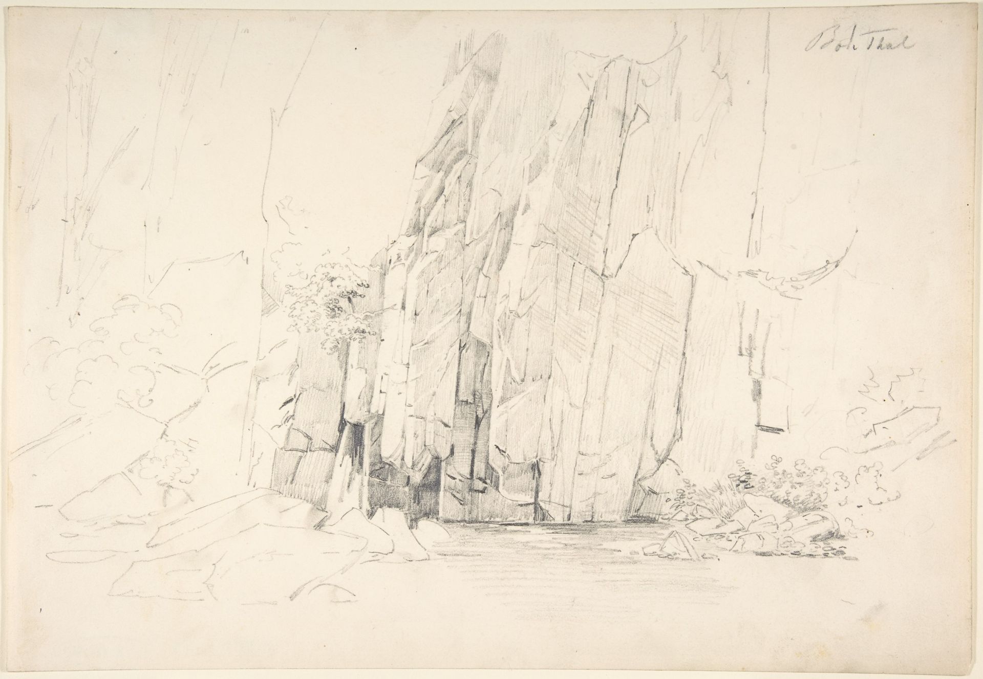 Rocks in the Bode Valley; verso: Small Landscape Studies by Karl Blechen