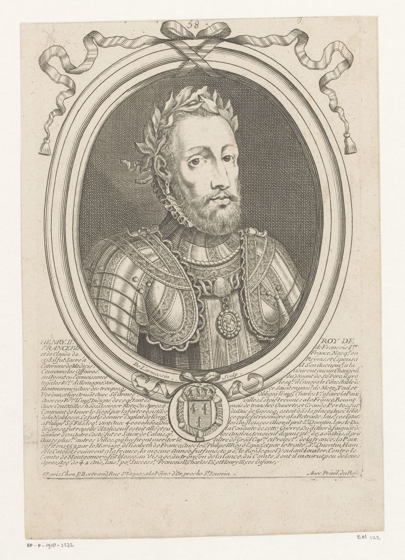 Portret van Hendrik II, koning van Frankrijk by Nicolas de (I) Larmessin