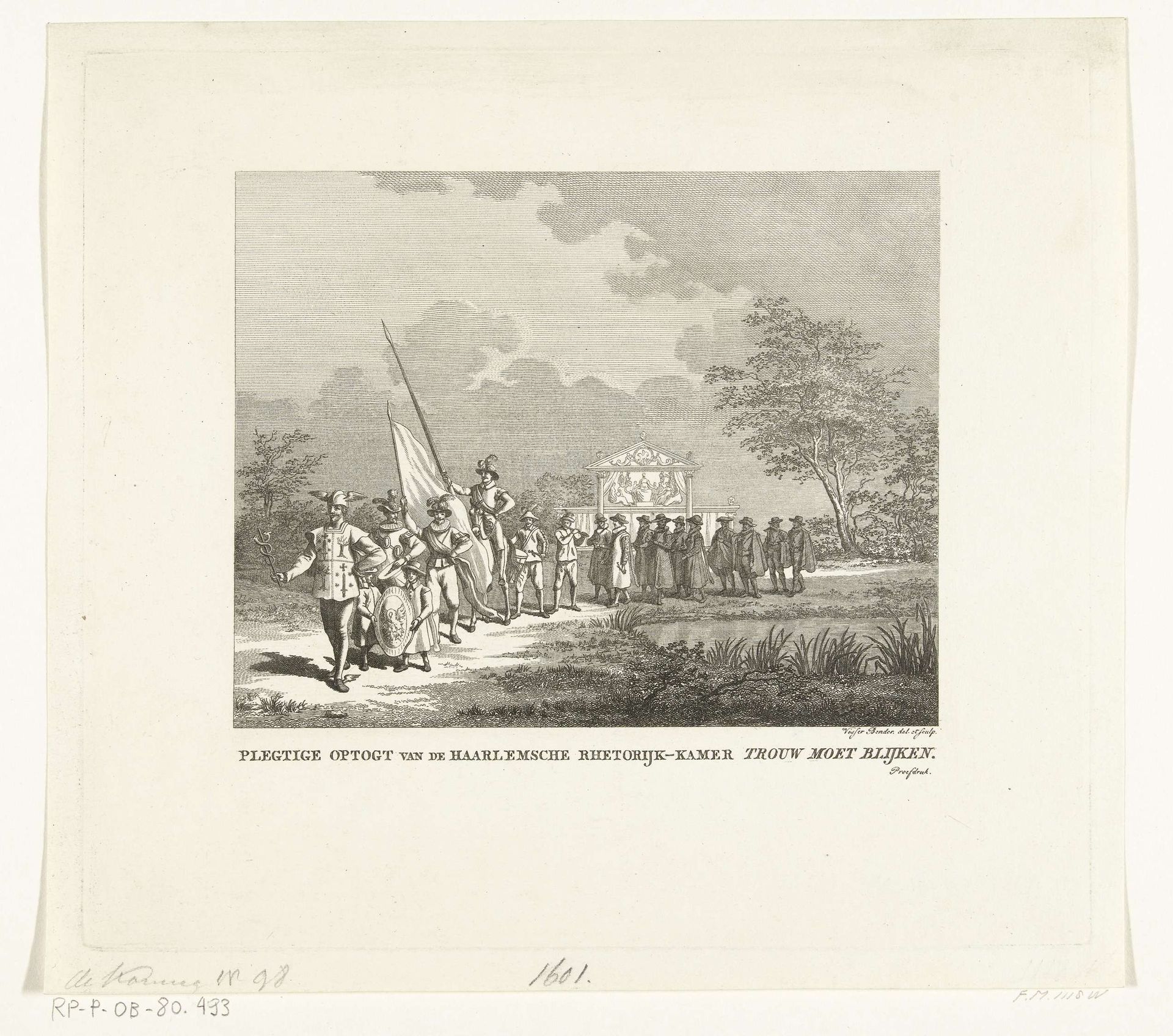 Optocht van de Haarlemse rederijkerskamer Trou Moet Blycken, 1601 by Joannes Pieter Visser Bender