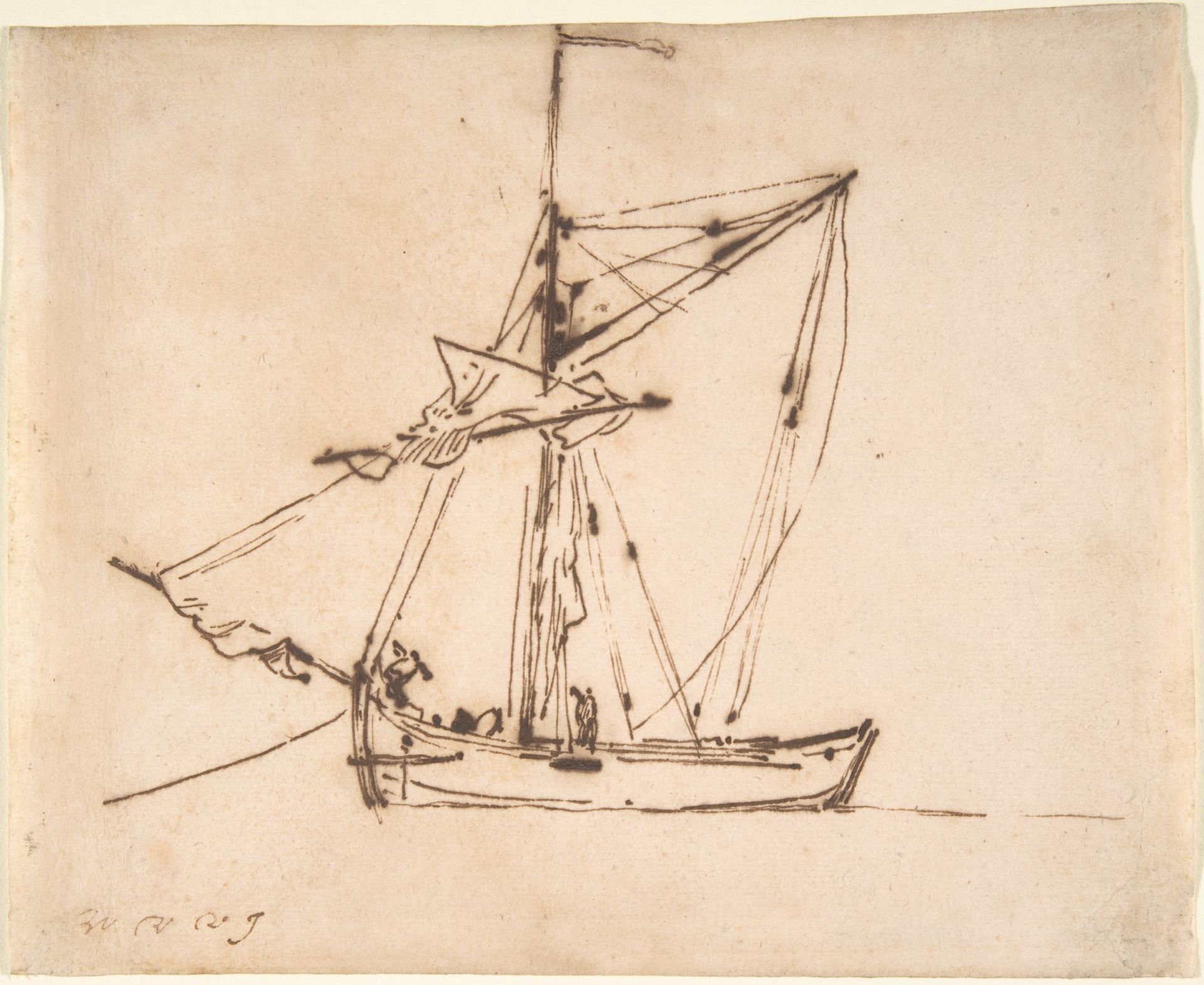 Sketch of a Sailboat by Willem van de Velde II