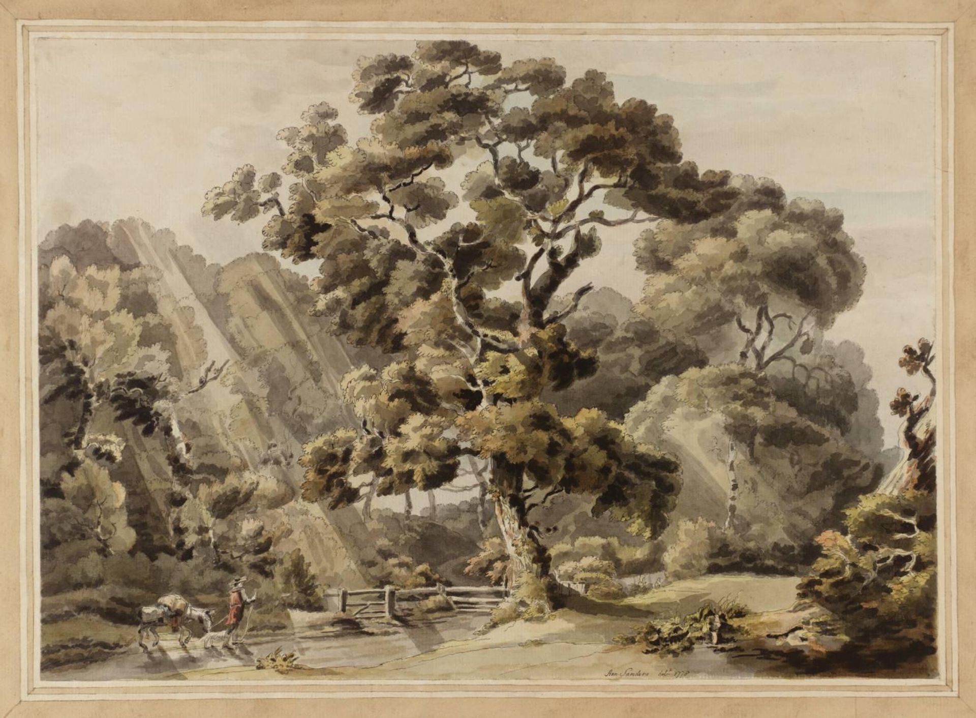 Wooded Landscape with Traveller and Packhorse, after F. Towne by  Ann Sanders