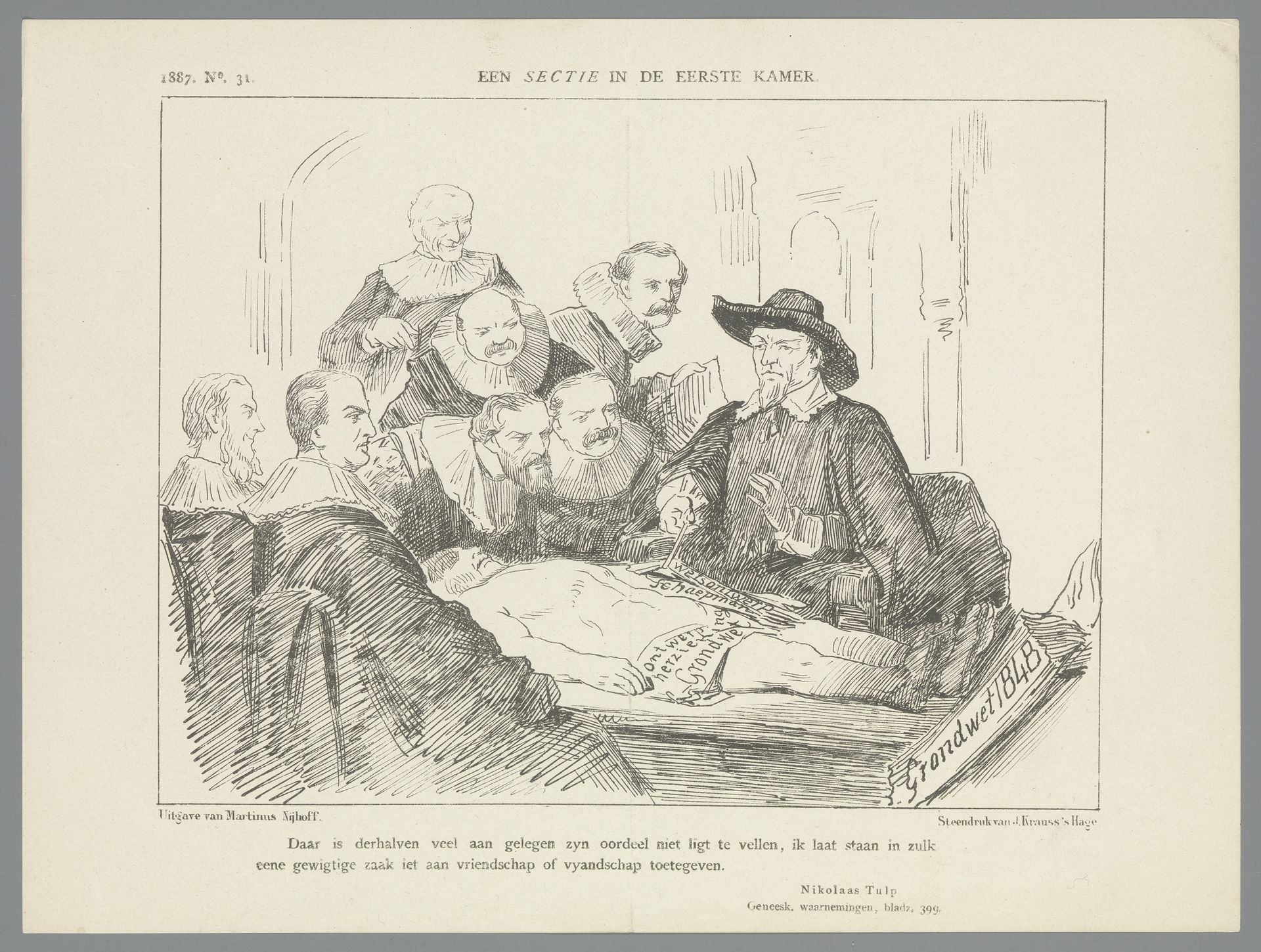 Spotprent over de grondwetsherziening, 1887 by Johan Michaël Schmidt Crans