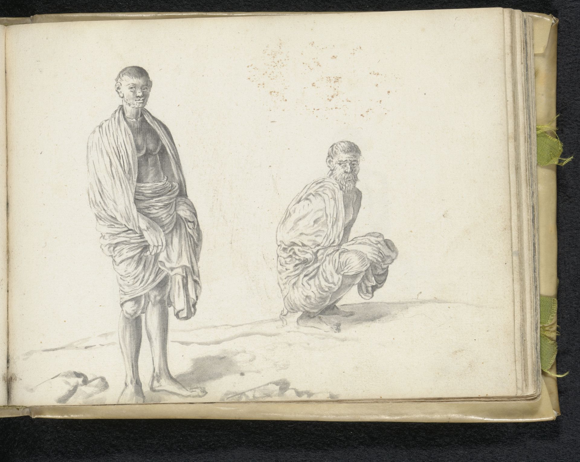 Two labourers outside, one standing and one squatting by Esaias Boursse