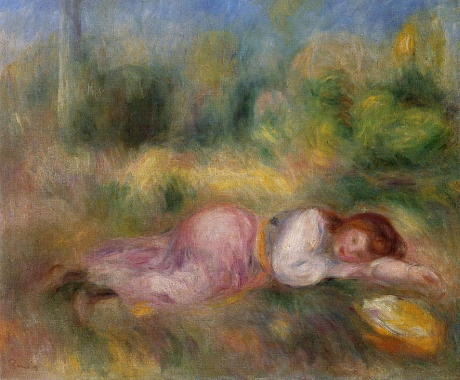 Girl Streched out on the Grass by Pierre-Auguste Renoir