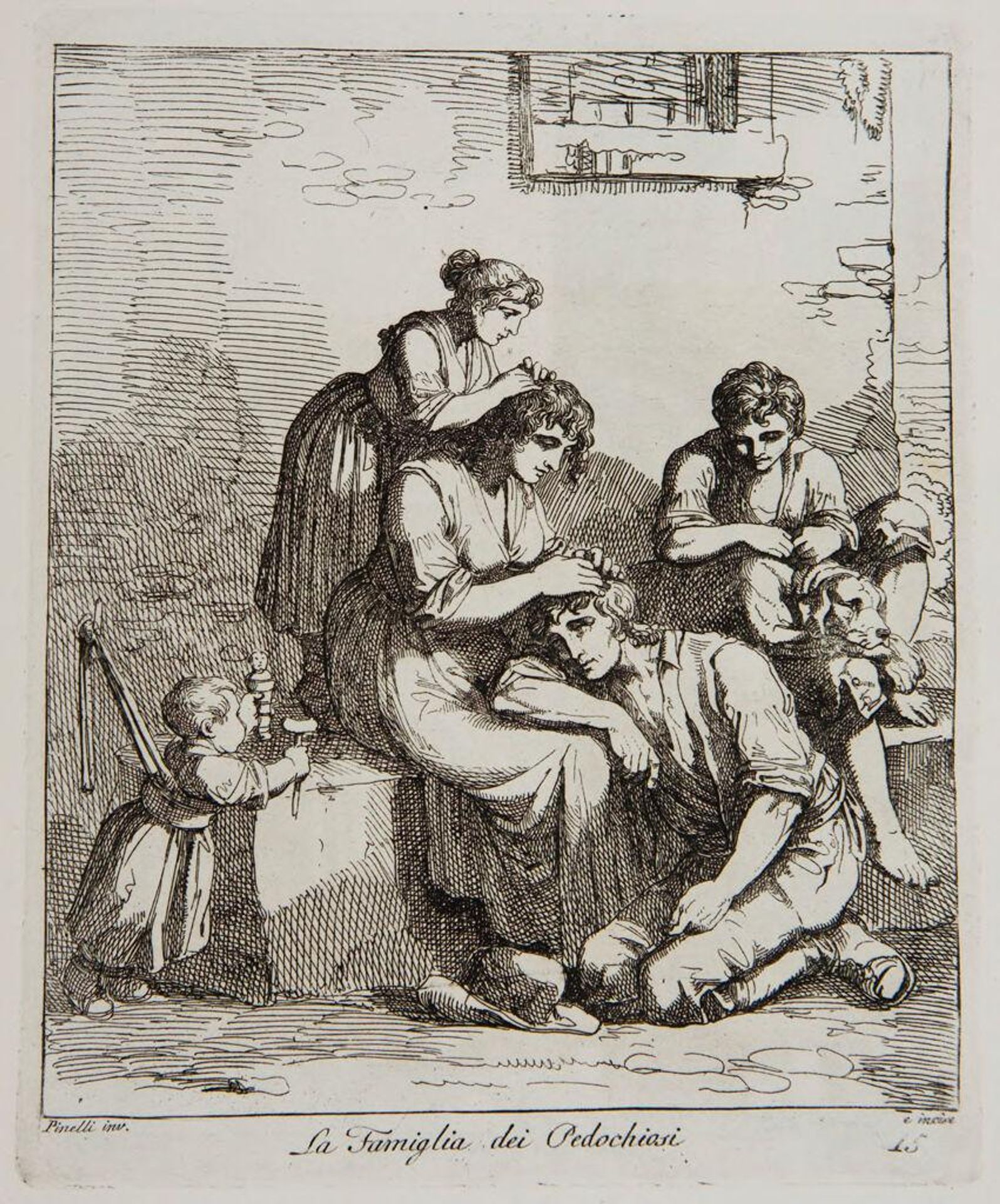 The Lousy Family [both having lice and being stingy] by Bartolomeo Pinelli