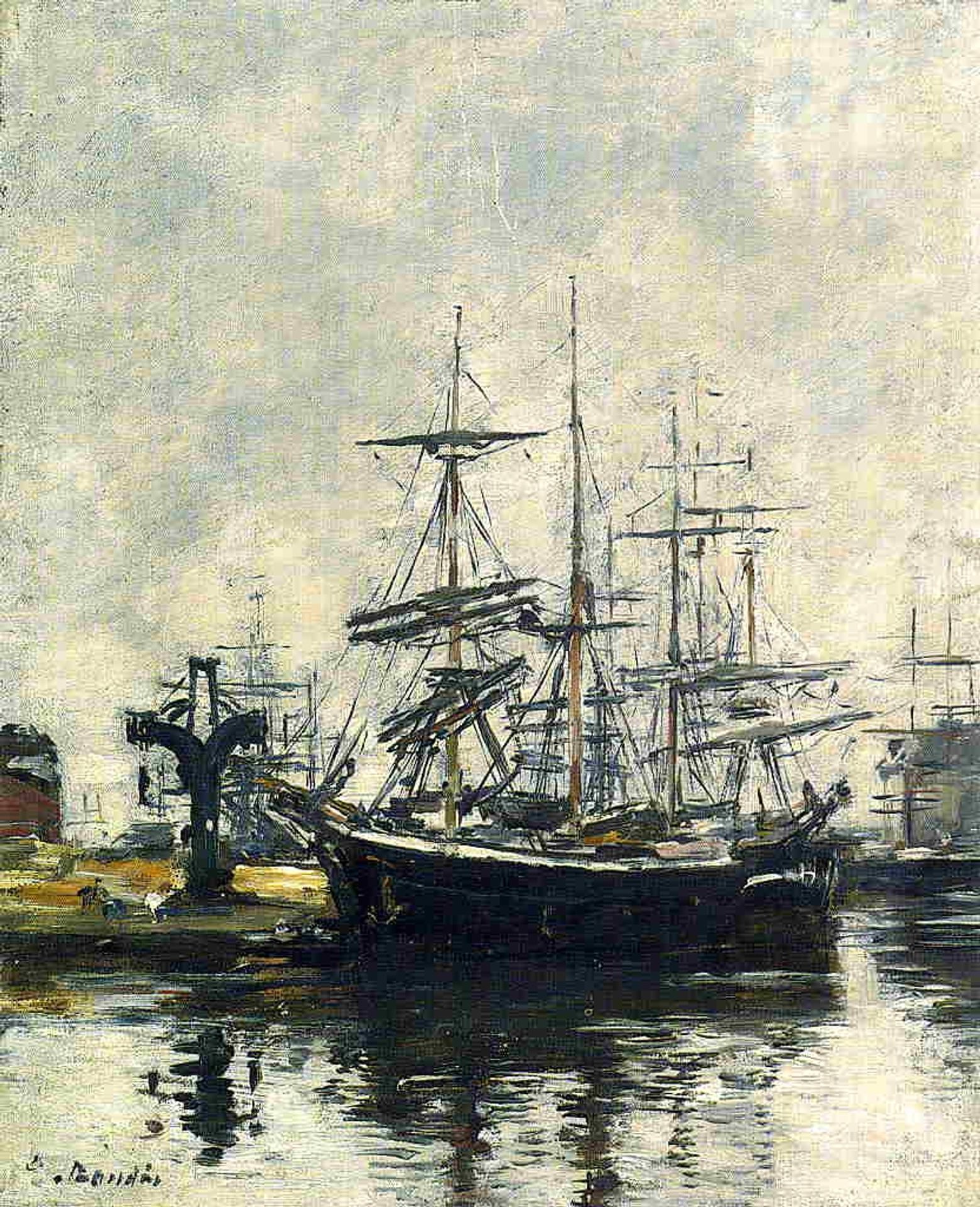 Sailboats at Dock Barre Basin by Eugène Boudin