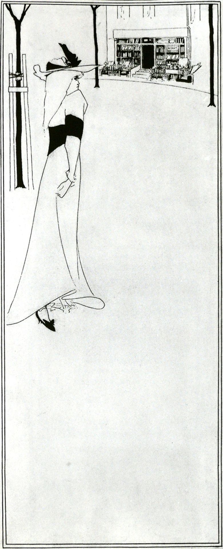 Poster of  Girl and a Bookshop by Aubrey Vincent Beardsley