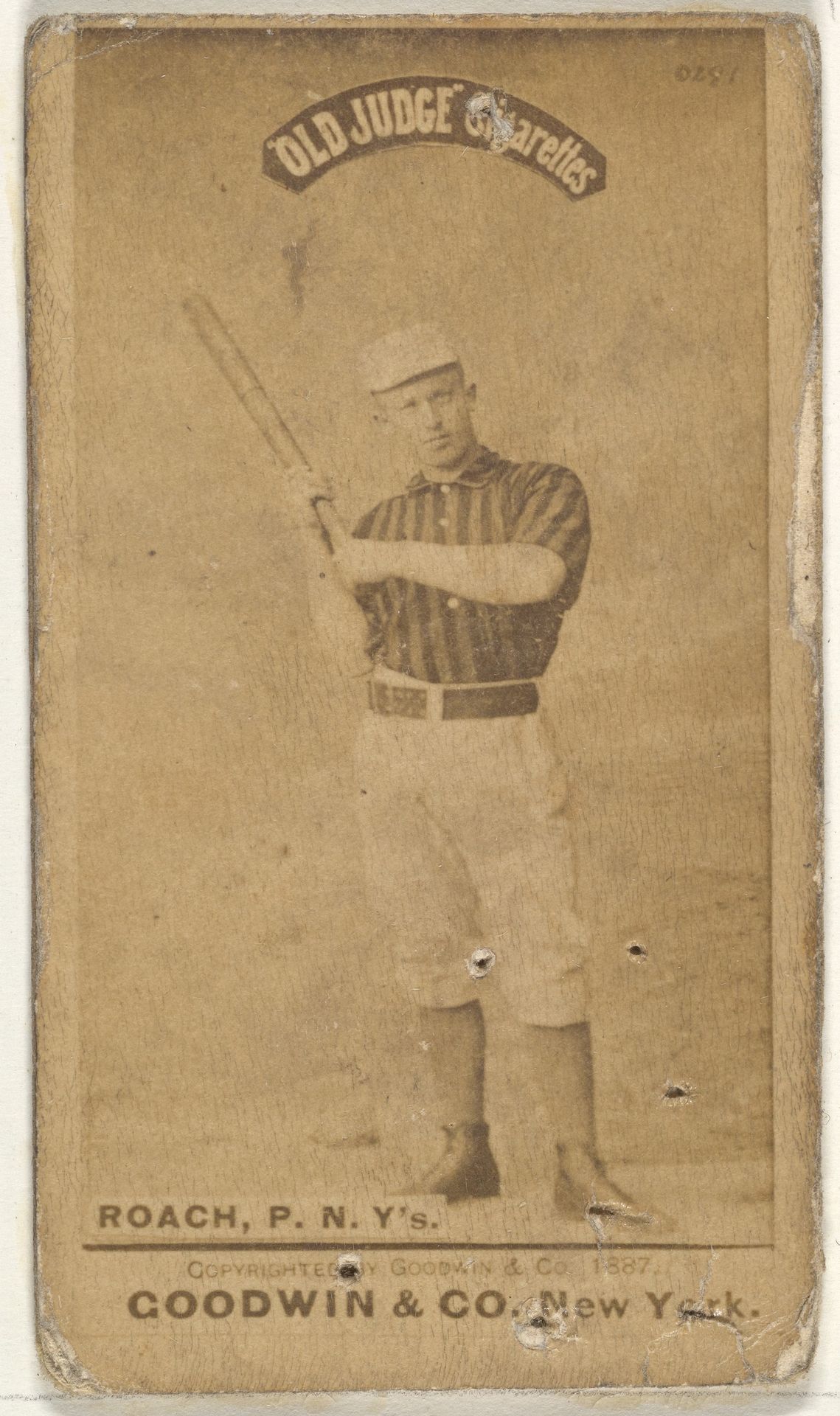 John F. Roach, Pitcher, New York, from the Old Judge series (N172) for Old Judge Cigarettes by Goodwin & Company