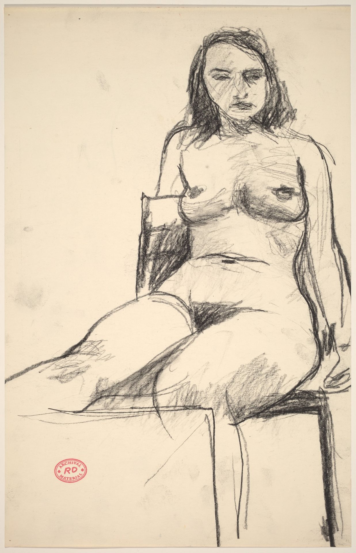 Untitled [seated nude with right leg raised] by Richard Diebenkorn