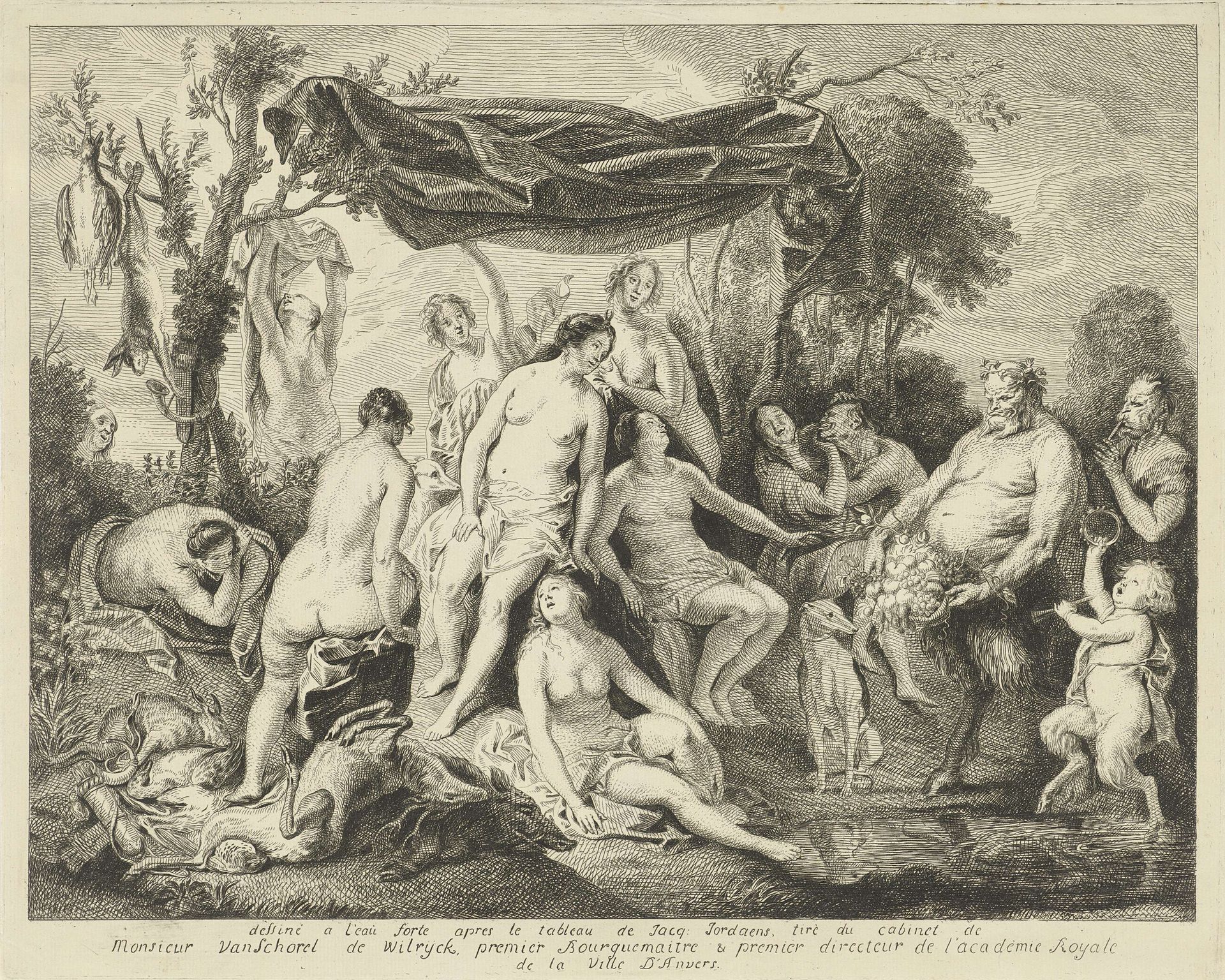 Badende Diana en Silenus by Andries Lens