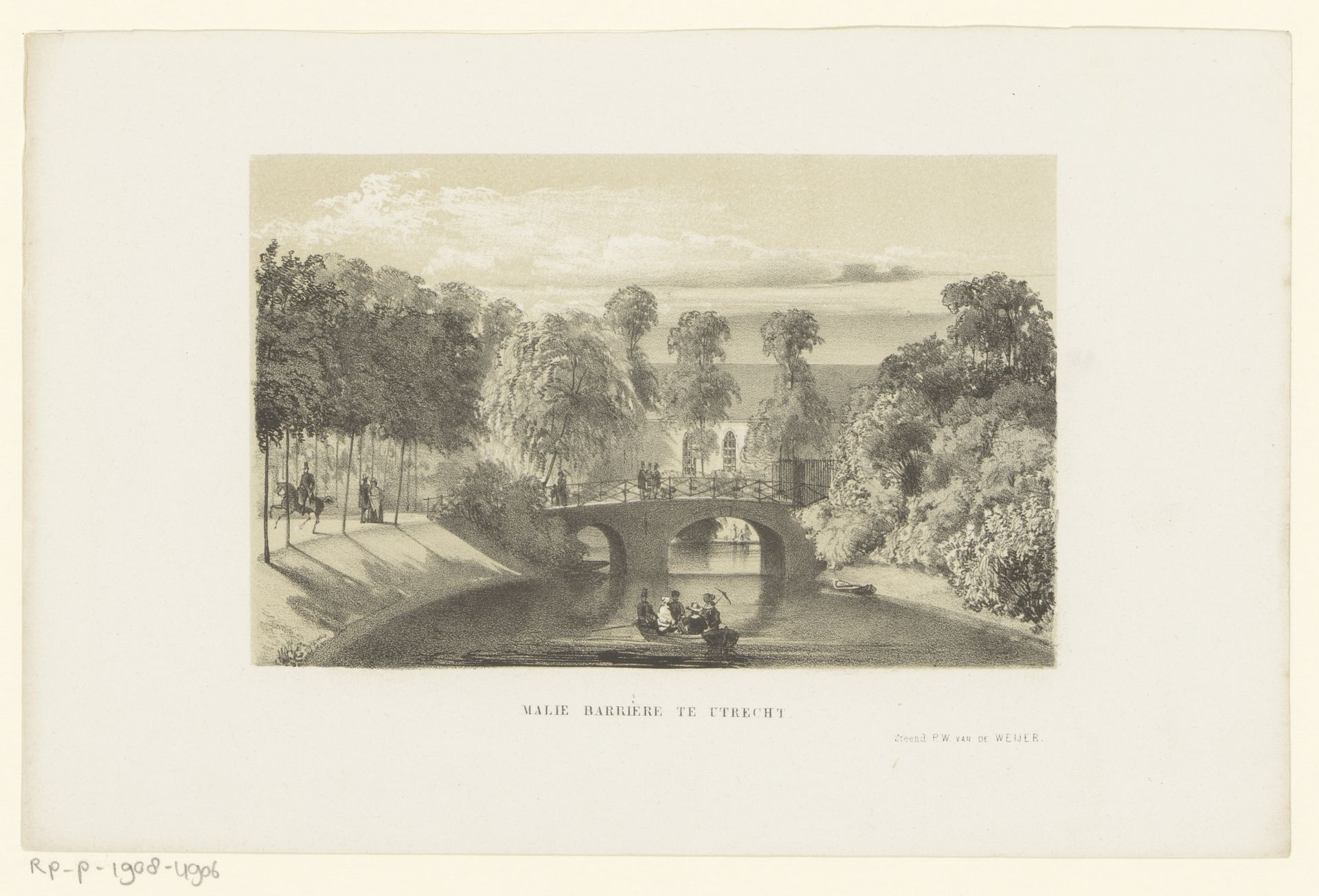 Gezicht op de Maliebrug in Utrecht by Pieter Wilhelmus van de Weijer