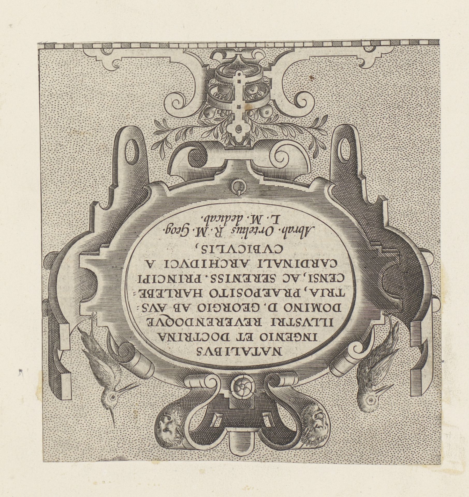 Ovale cartouche met twee vogels en een vaas van rolwerk by Anonymous
