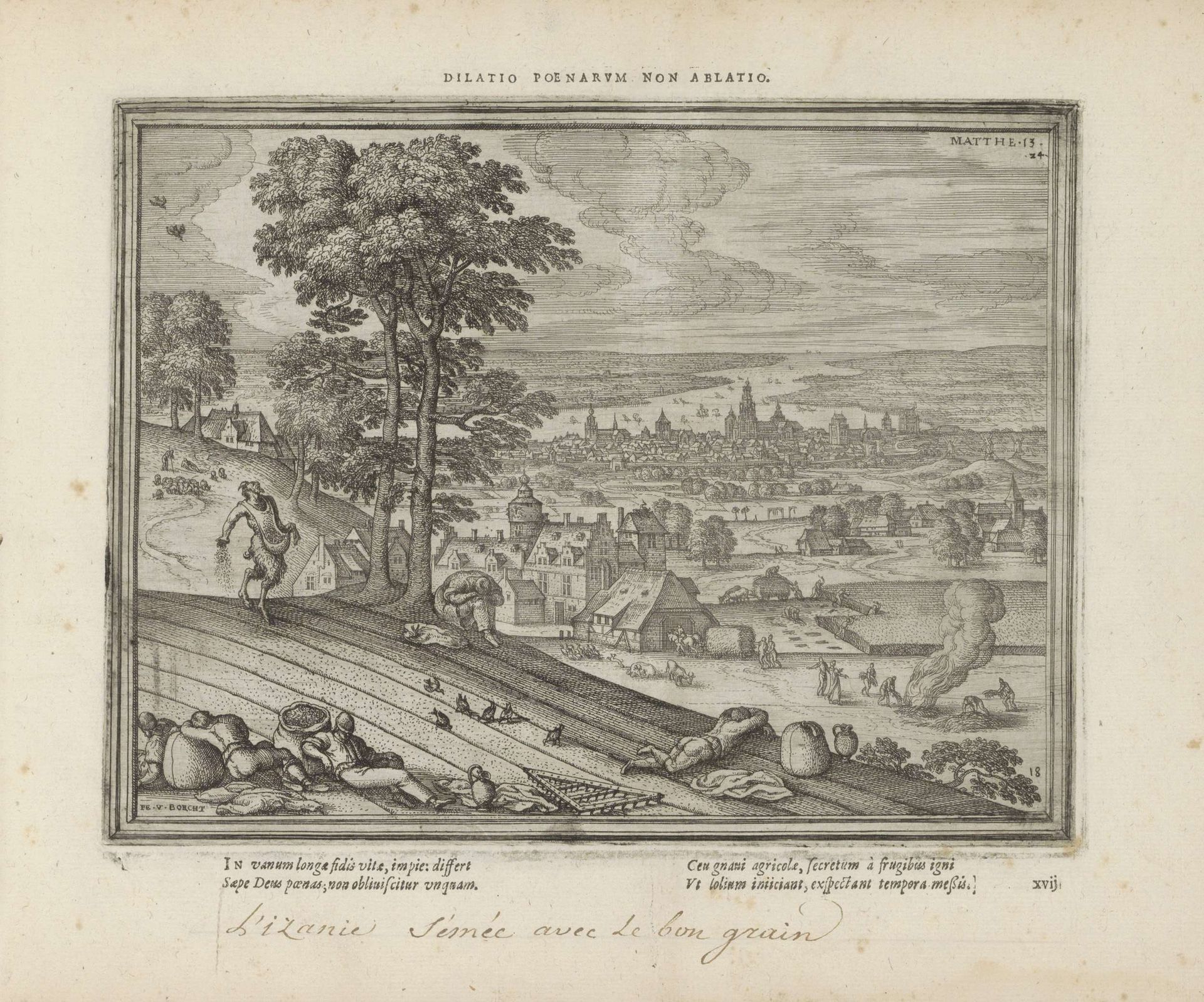 Landschap met de gelijkenis van het onkruid onder het graan by Pieter van der (I) Borcht