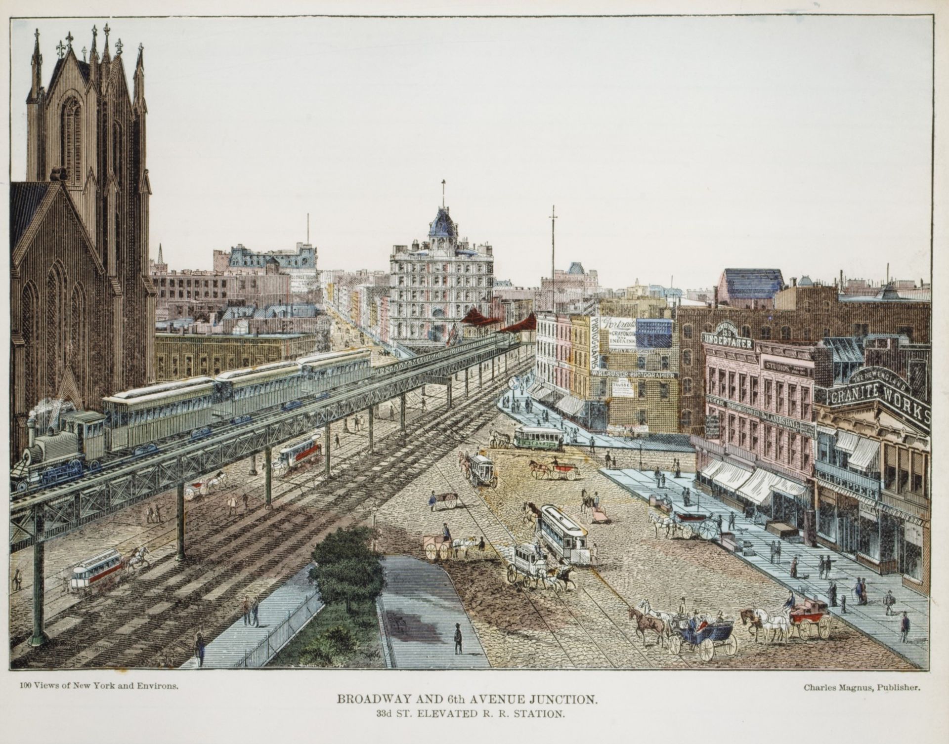 Broadway and 6th Avenue Junction. 33rd St. Elevated R.R. Station by Charles Magnus & Company