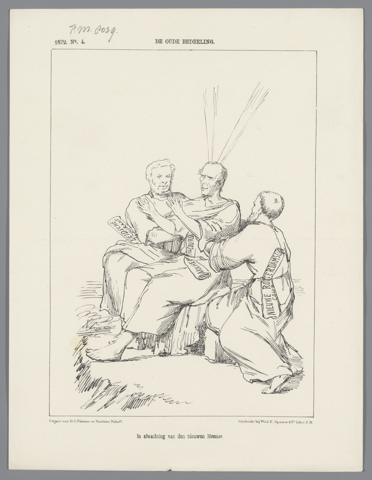 Spotprent met Thorbecke als Mozes, 1872 by Johan Michaël Schmidt Crans