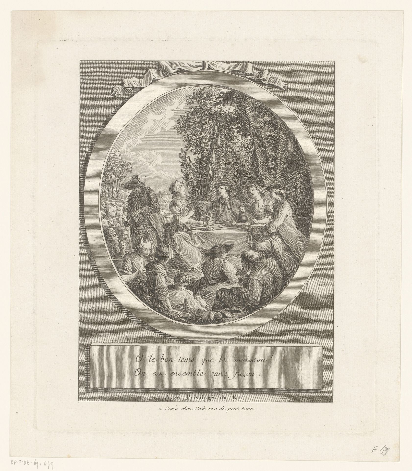 Etend en drinkend gezelschap in een landschap by Pierre Adrien Le Beau
