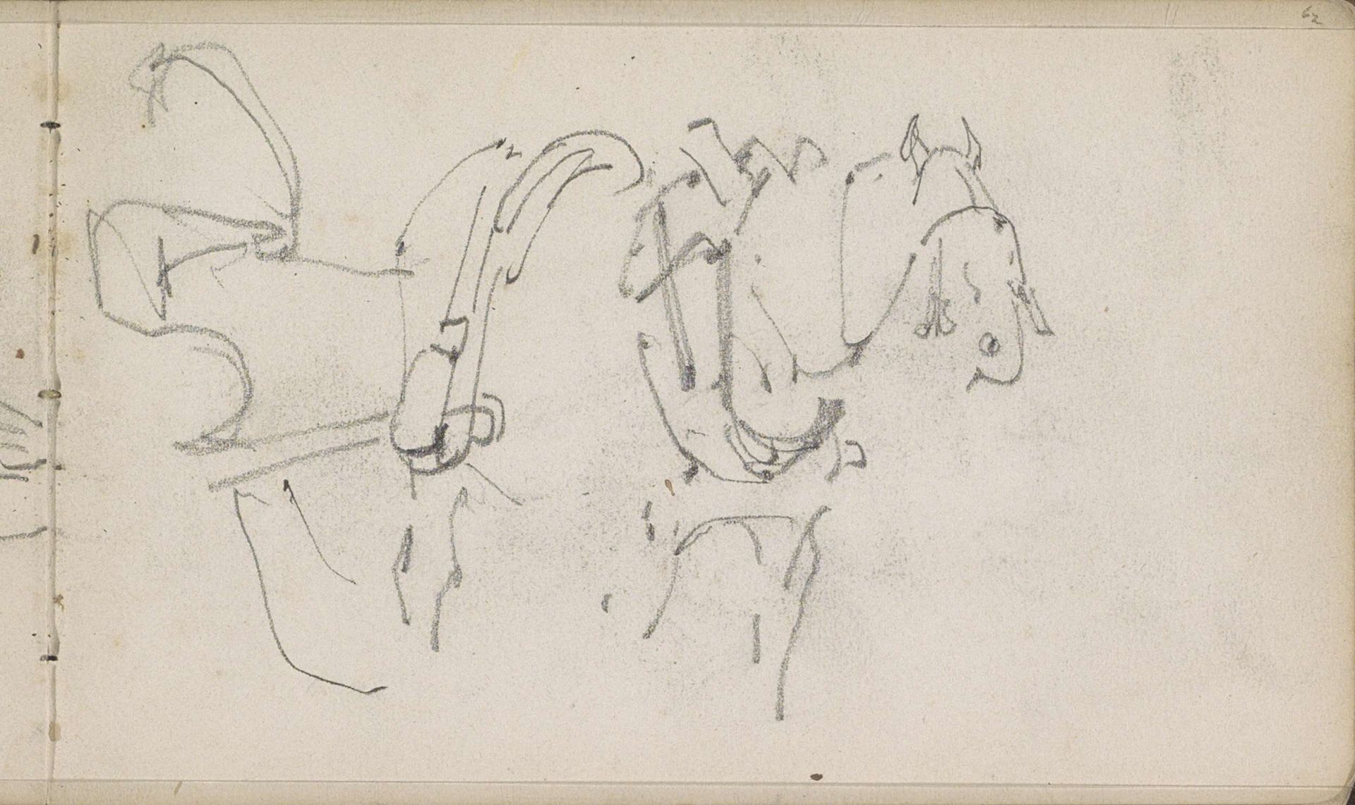 Twee aangespannen paarden by George Hendrik Breitner