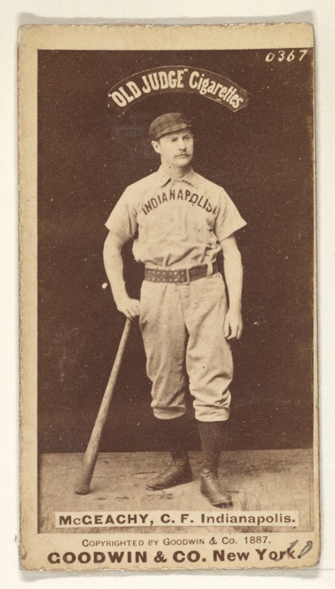Jack McGeachey, Center Field, Indianapolis, from the Old Judge series (N172) for Old Judge Cigarettes by Goodwin & Company