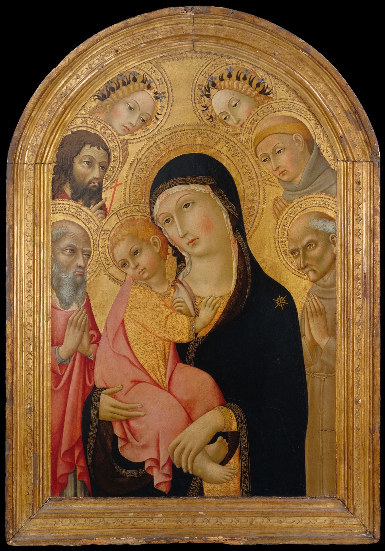 Madonna and Child with Saints Jerome, Bernardino, John the Baptist, and Anthony of Padua and Two Angels by Sano di Pietro (Ansano di Pietro di Mencio)