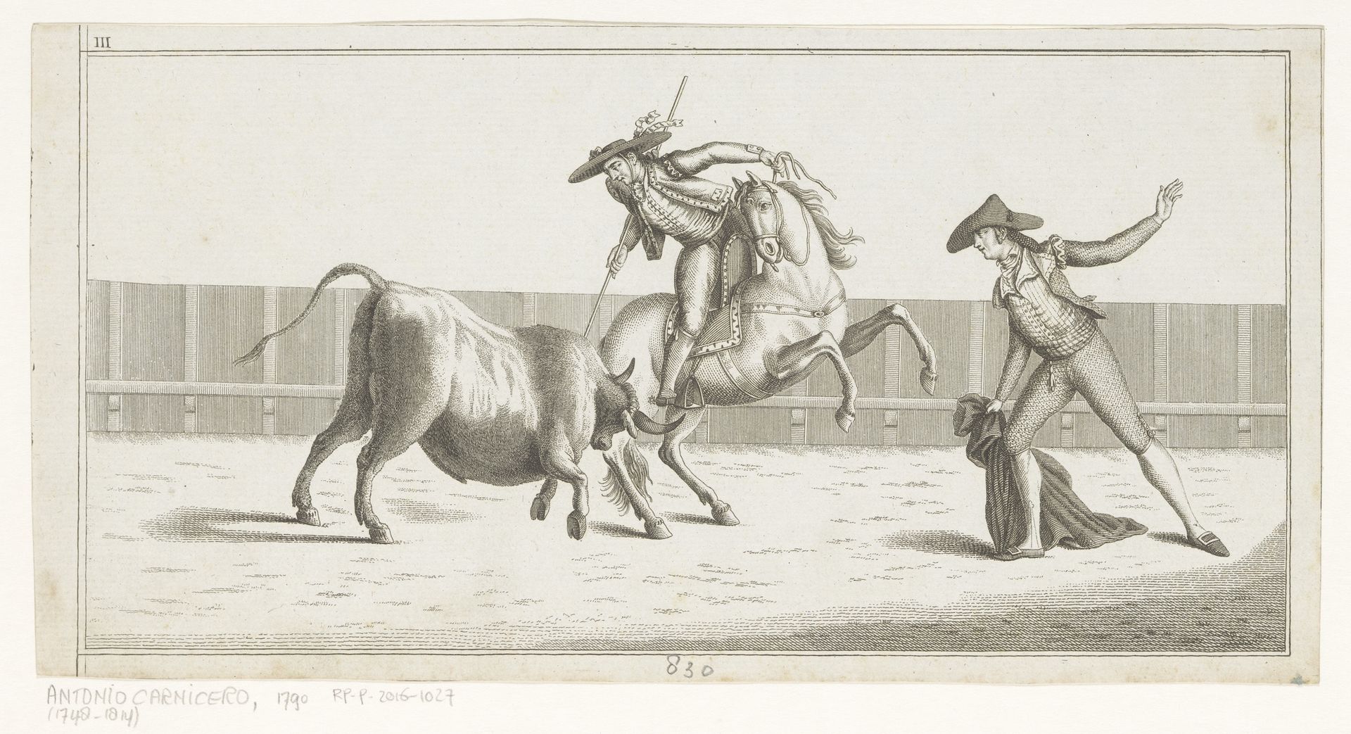 Picador steekt zijn lans in een stier by Anonymous