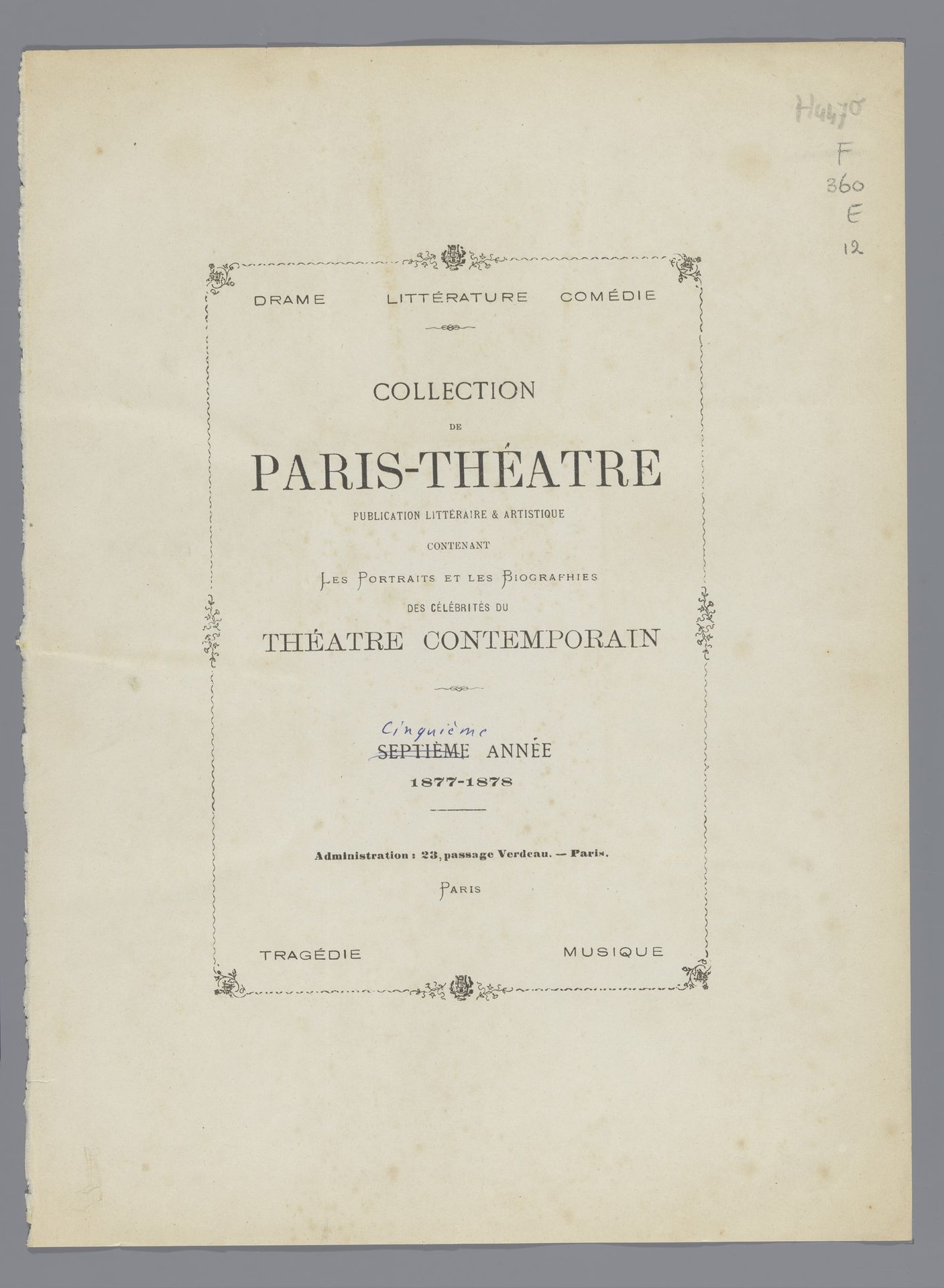 Paris-Portrait: ancien Paris-Theatre by Eugène Paz
