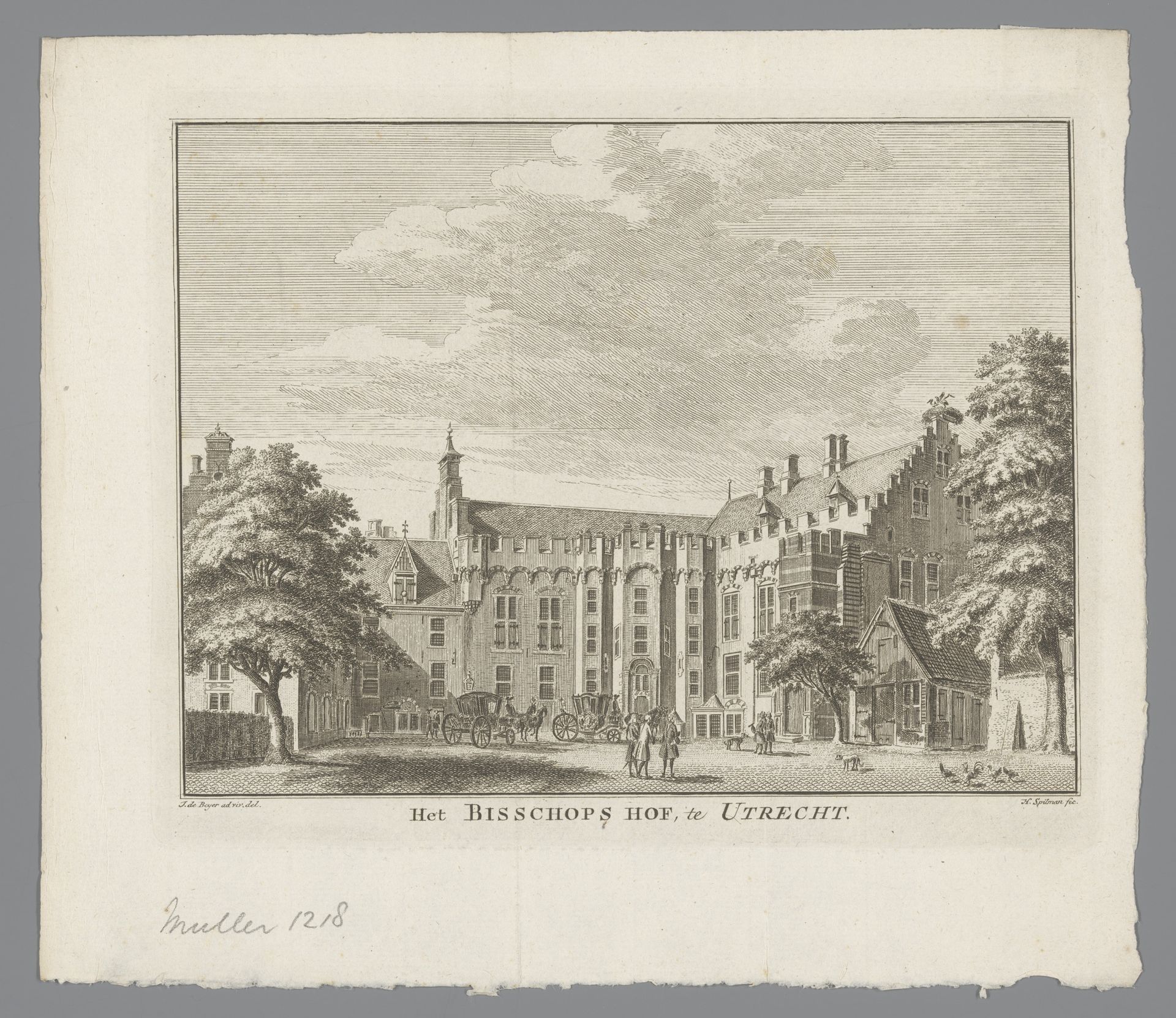 Gezicht op het Bisschops hof te Utrecht by Hendrik Spilman