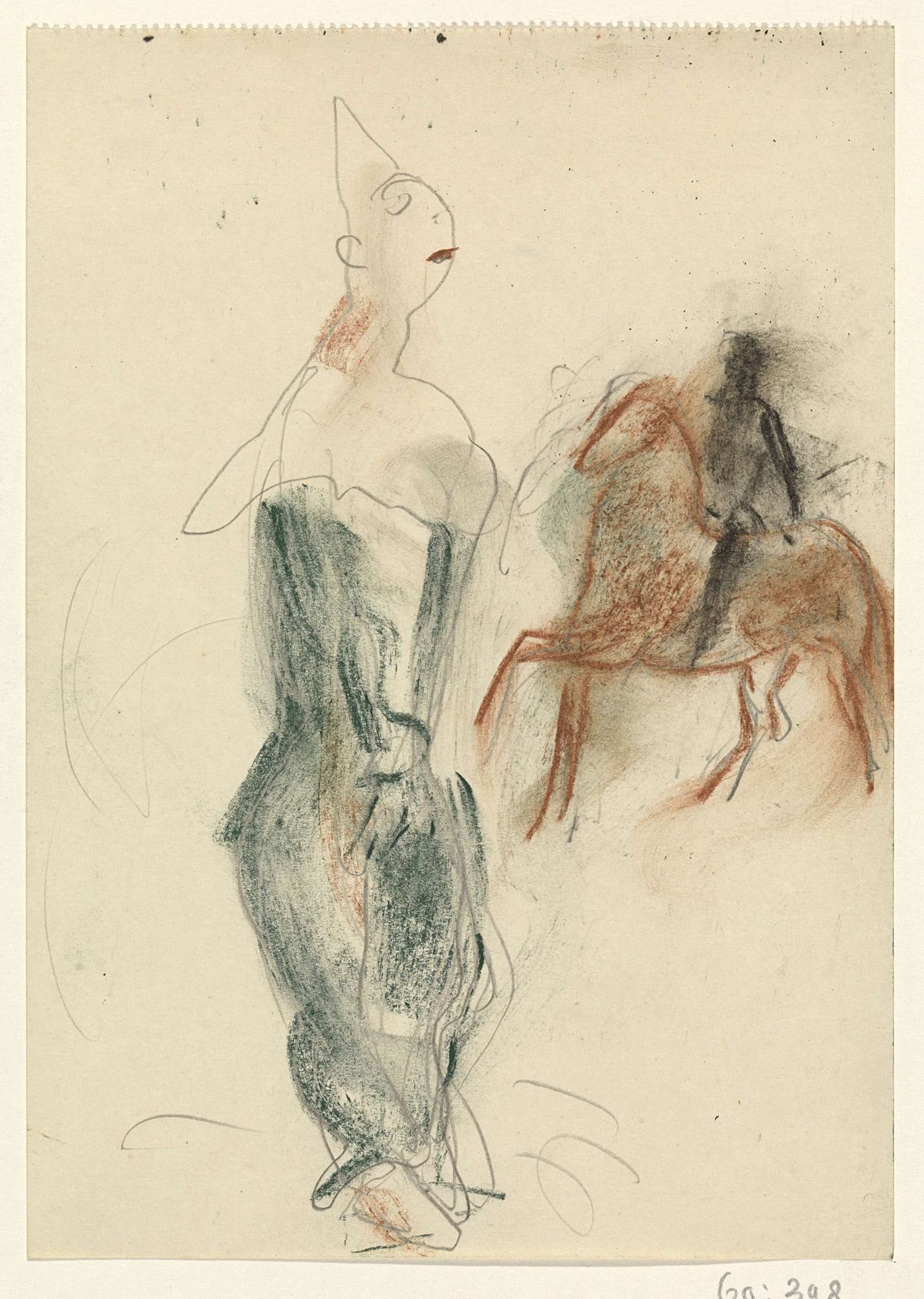 Clown en ruiter te paard by Leo Gestel