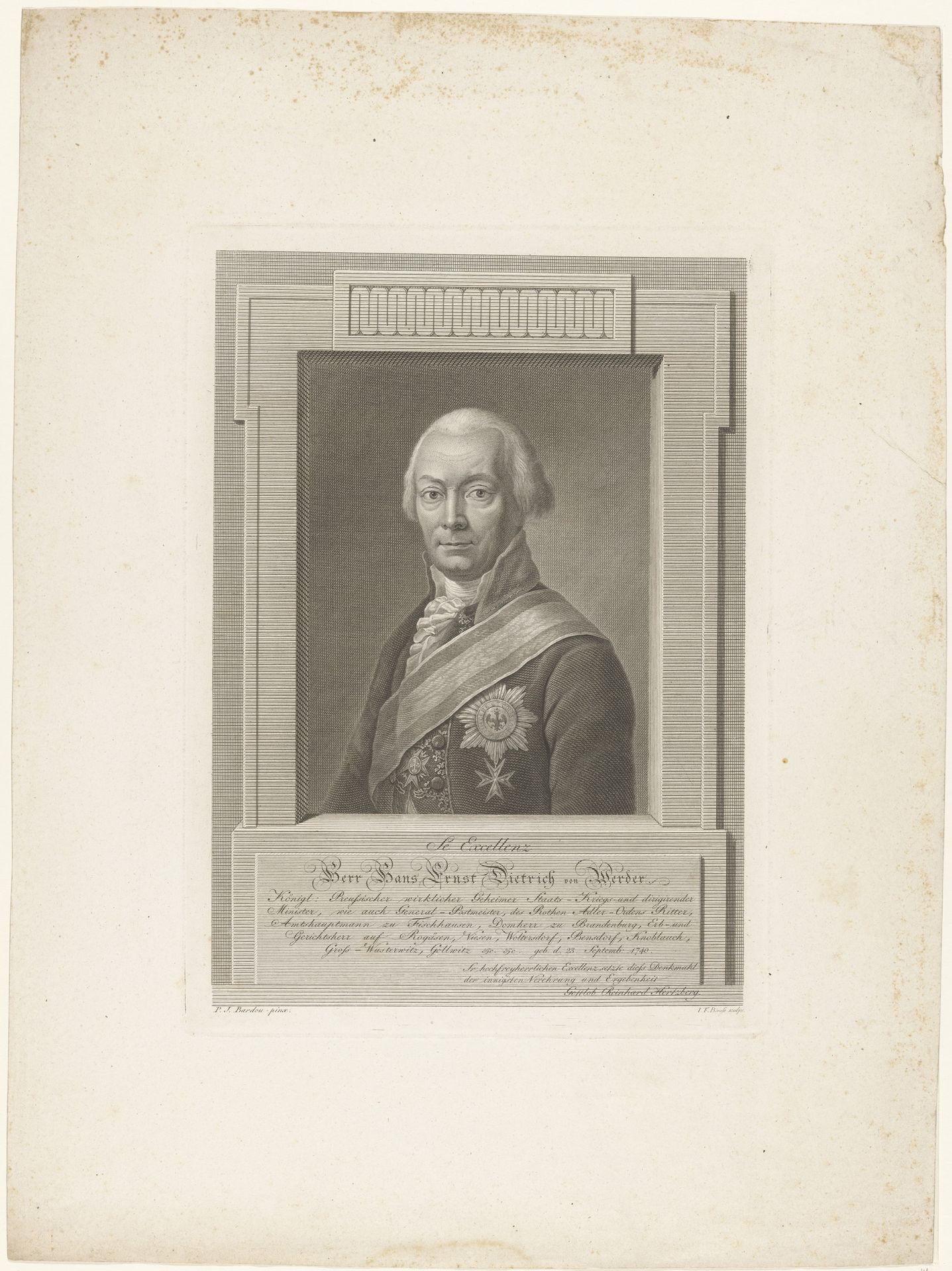Portret van Hans Ernst Dietrich von Werder by Johann Friedrich Bause